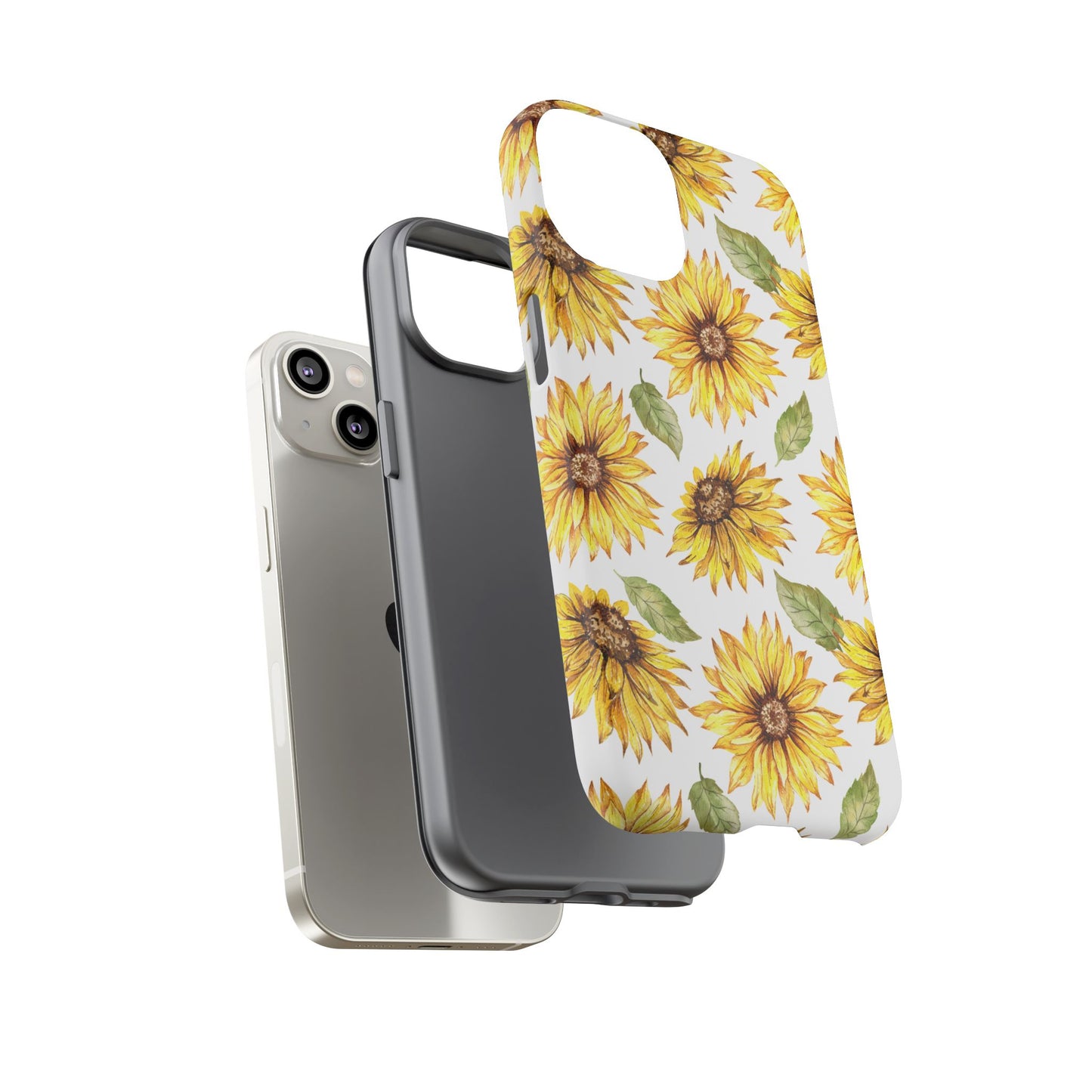 Sunflower Floral Tough Phone Case - Watercolor Botanical Print, Bright Nature Aesthetic, Compatible with iPhone, Galaxy, and Google Phones