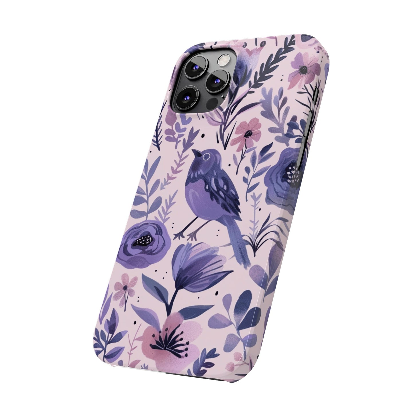 Floral Bird Slim Phone Case, Elegant Phone Cover, Cute Gift for Bird Lovers, Spring Vibes, Nature-Inspired