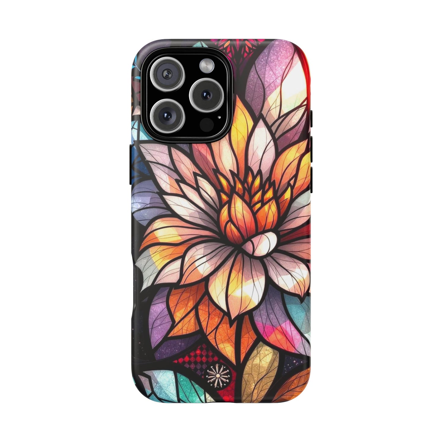Colorful Stained Glass Flower Case Stylish and Protective, Compatible with iPhone 16 15 14 13 12 11 8 Pro Max Plus, Pixel and Samsung Phones