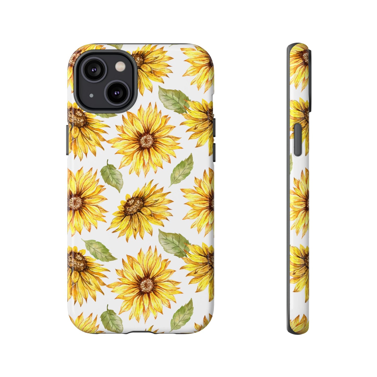 Sunflower Floral Tough Phone Case - Watercolor Botanical Print, Bright Nature Aesthetic, Compatible with iPhone, Galaxy, and Google Phones