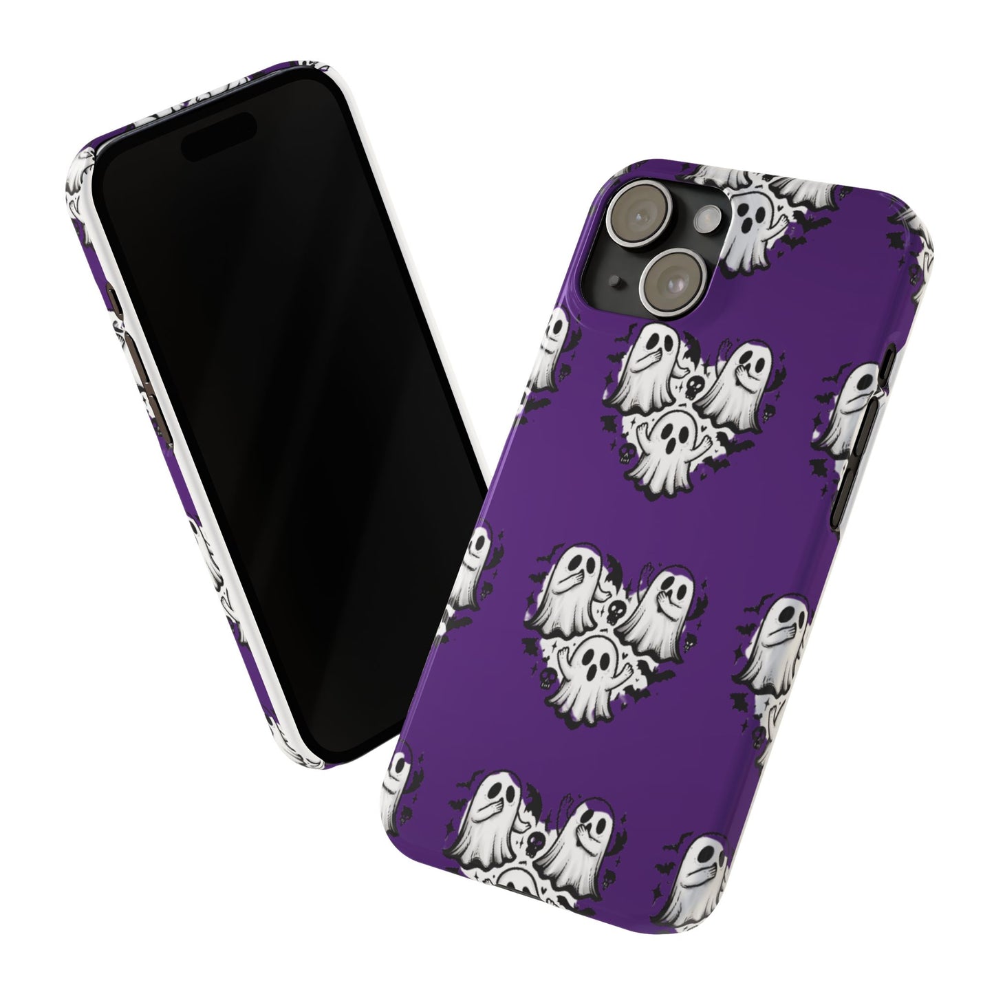 Cute Ghost Heart Slim Phone Case, Creepy Cute Spooky Heart Print, Goth Coquette Aesthetic Spooky Accessories, Halloween Gift Case