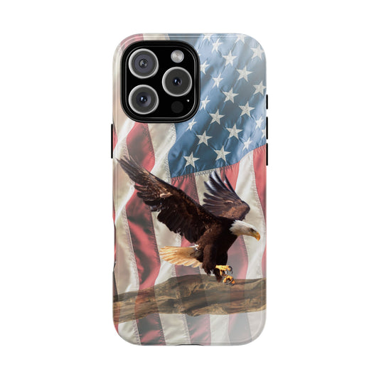 Patriotic Bald Eagle Phone Case American Flag Cover Compatible with iPhone, Samsung, Galaxy, Pixel, 4th of July Patriotic Gift for Veterans