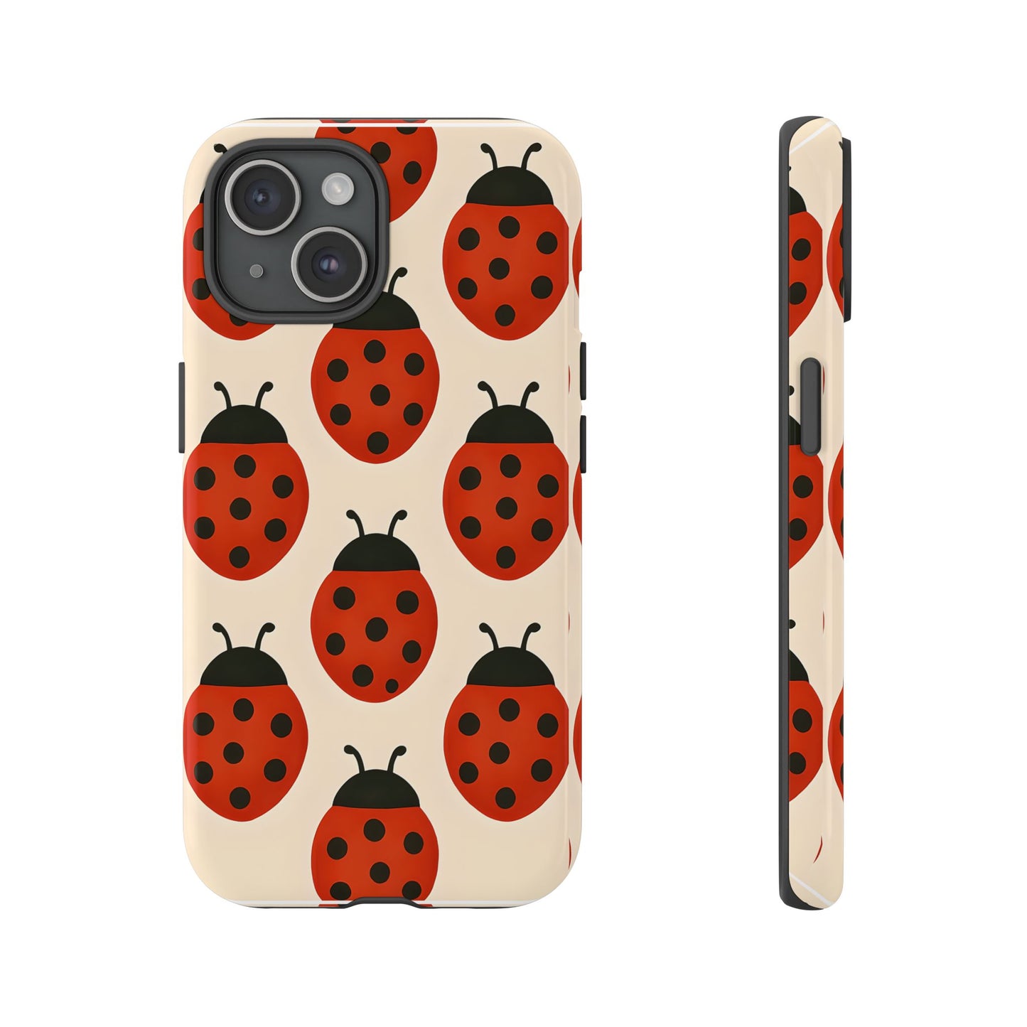 Cute Ladybug Tough Phone Case - Red and Black Insect Pattern, Nature-Inspired Design, Compatible with iPhone, Galaxy, and Google Phones