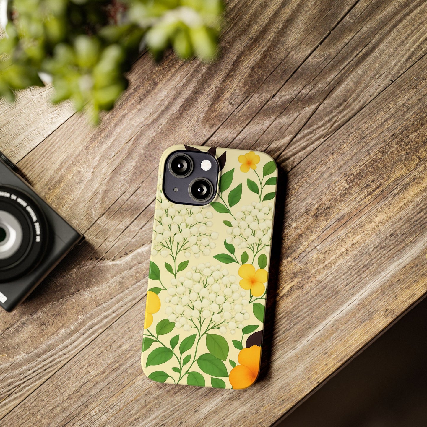 Delicate Floral Print Phone Case, Autumn Botanical Slim Phone Case, Aesthetic Flower Phone Cover Compatible with iPhone, Galaxy, Google