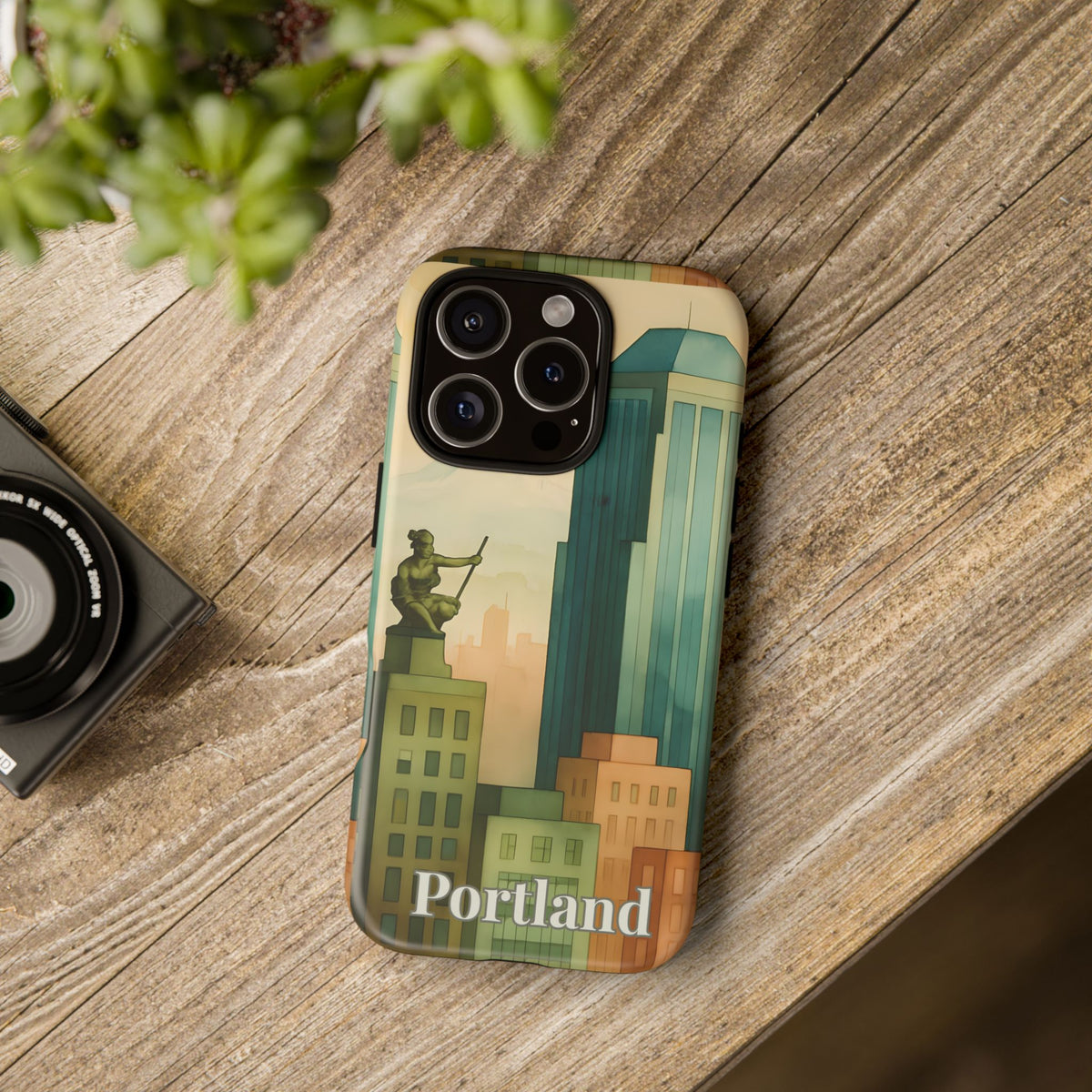 Portland Cityscape Phone Case • Urban Skyline Art Tough Case • Watercolor City Aesthetic • Gift for Travelers • Compatible with iPhone, Galaxy, Google