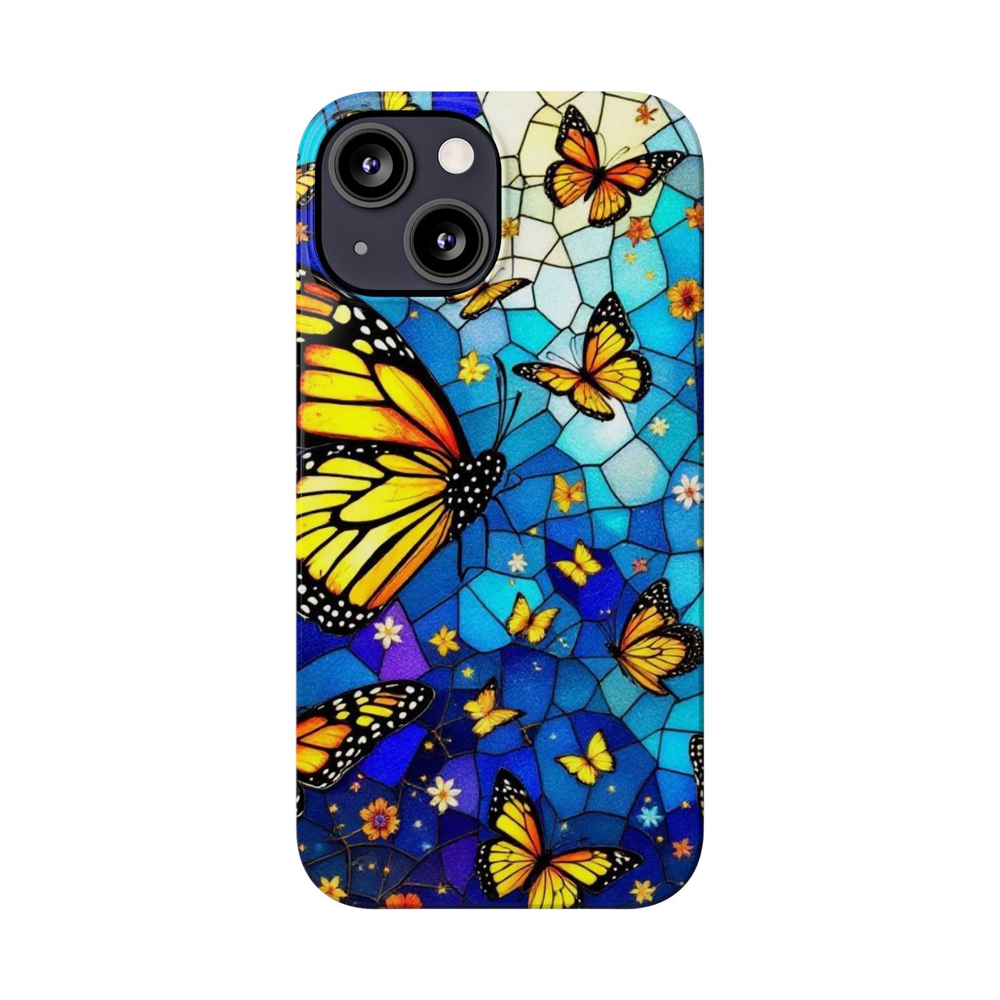 Butterfly Garden Slim Phone Case - Colorful Floral Design, Gift for Nature Lovers, Birthday Surprise, Eco-Friendly, Summer Vibes