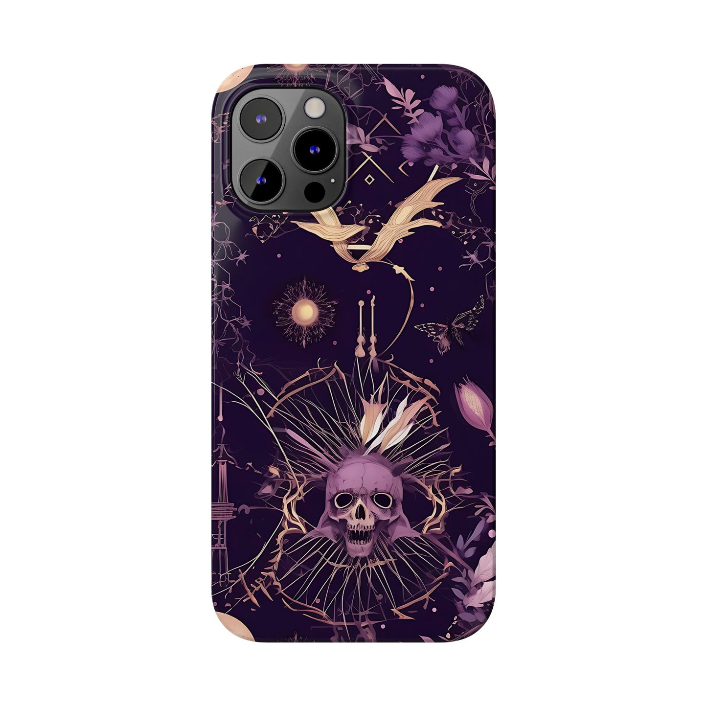 Gothic Floral Slim Phone Cases, Ghostly Style Mobile Cover, Dark Aesthetic Gift, Unique Protective Case, Perfect for Halloween