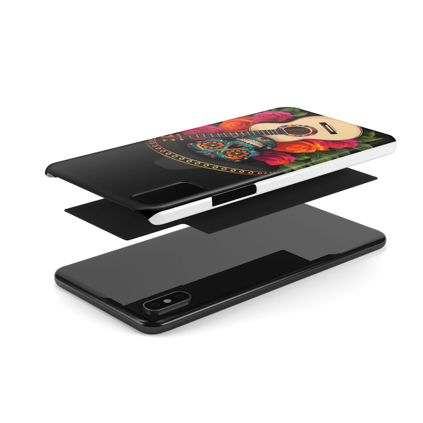 Mariachi Skull Slim Phone Case, Colorful Folk Aesthetic, Halloween Floral Skull Design, Gift for Mexican Culture Lovers