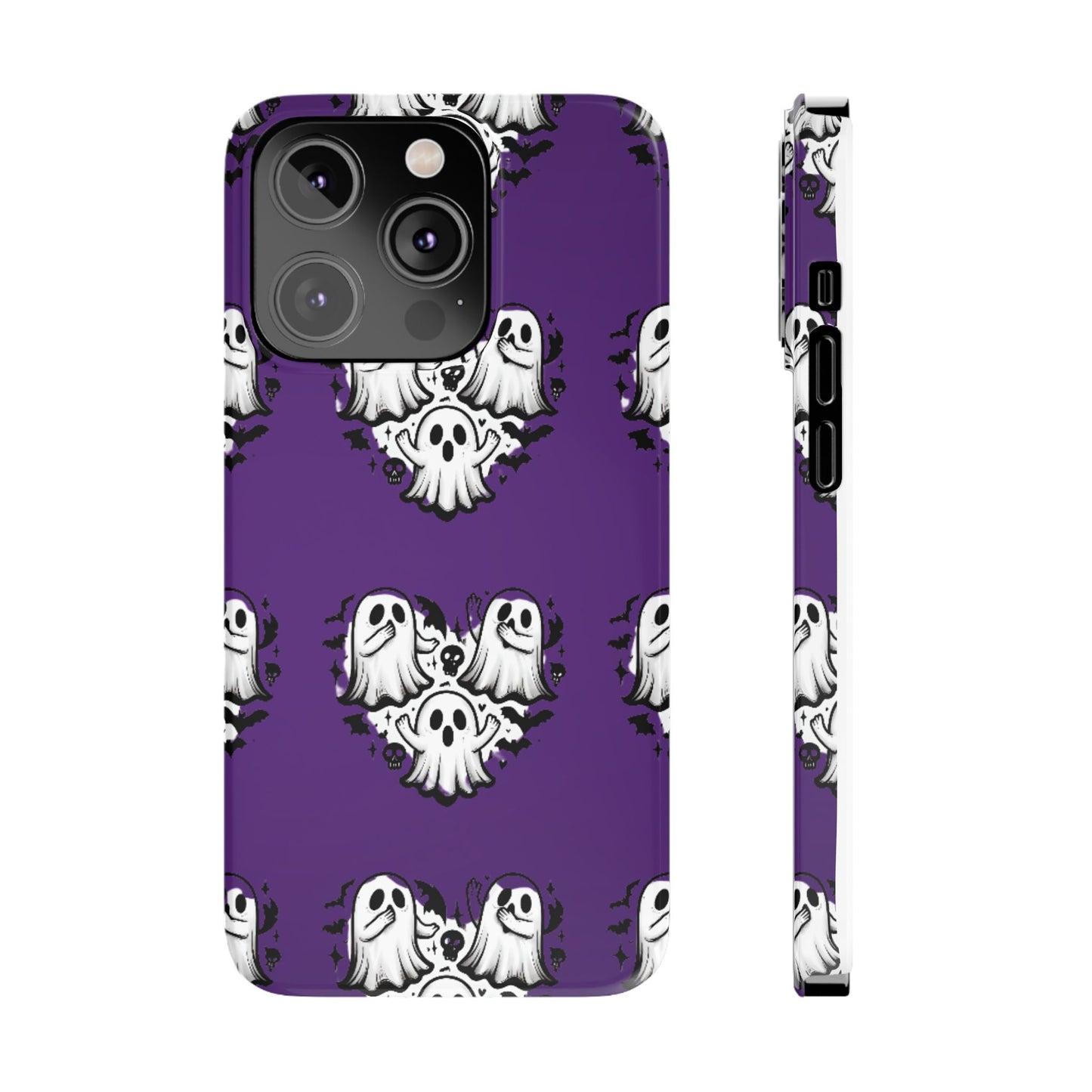 Cute Ghost Heart Slim Phone Case, Creepy Cute Spooky Heart Print, Goth Coquette Aesthetic Spooky Accessories, Halloween Gift Case