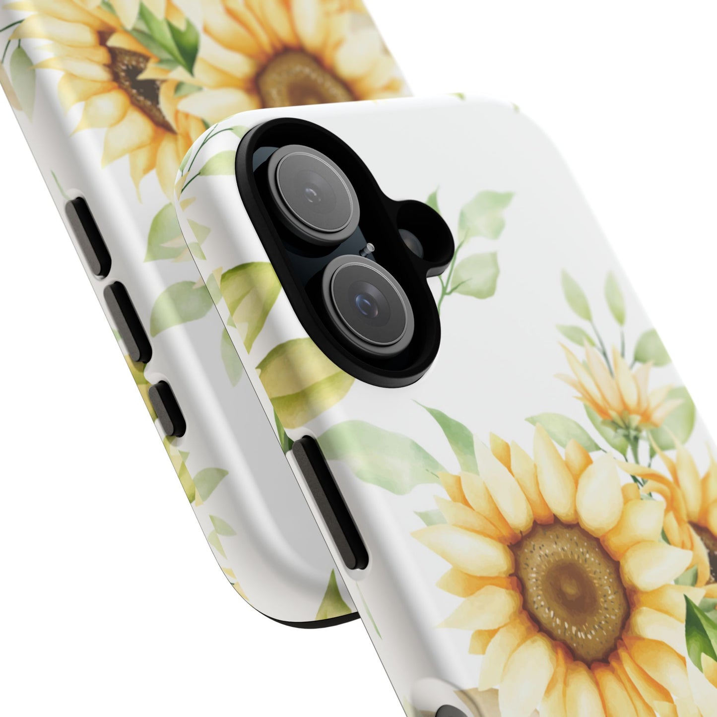 Sunflower Floral Tough Phone Case - Watercolor Botanical Art, Bright Nature Aesthetic, Compatible with iPhone, Galaxy, and Google Phones