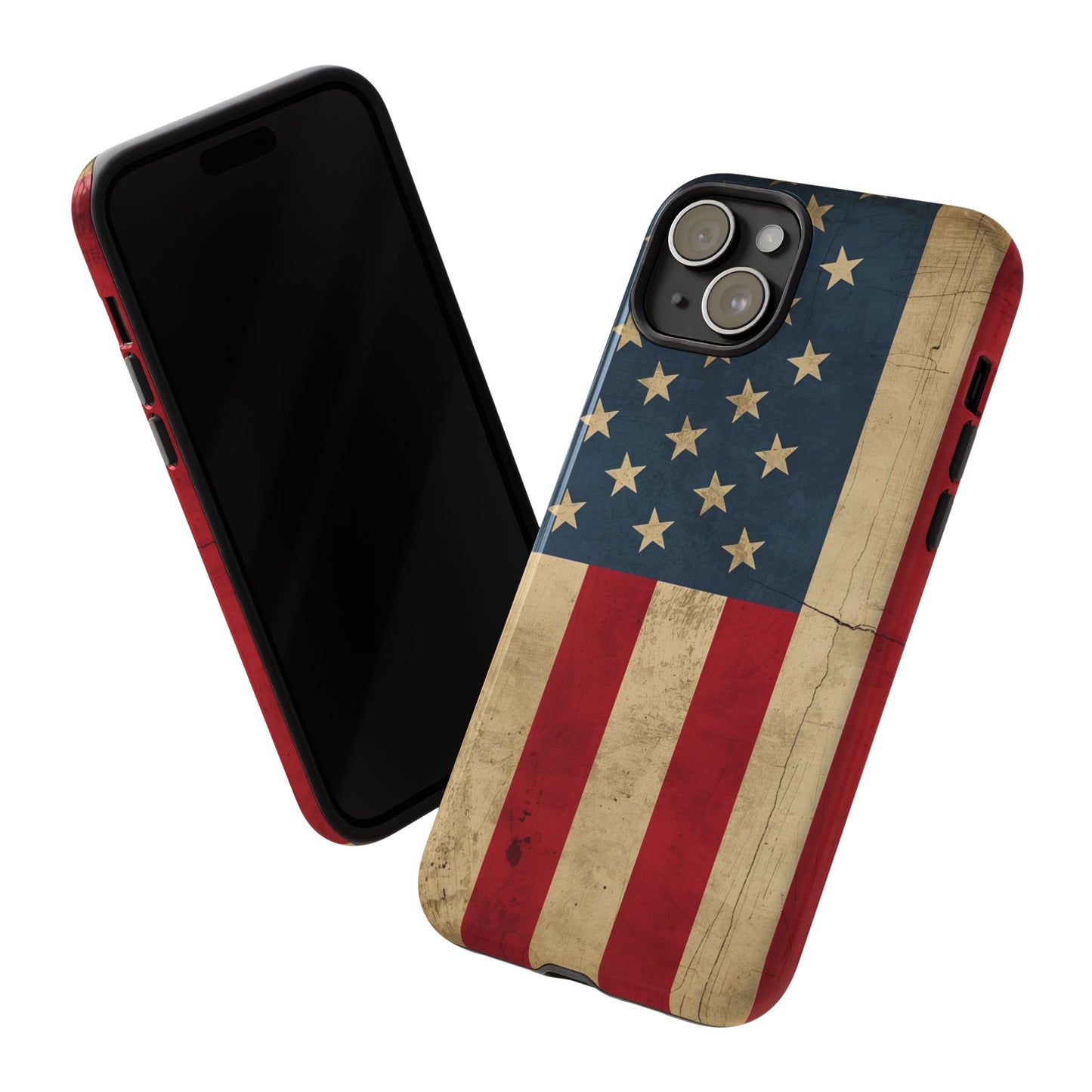 Rustic Flag Tough Phone Case, American Grunge USA Phone Cover, compatible with iPhone 17, 16, 15, 14, 13, Galaxy, Google