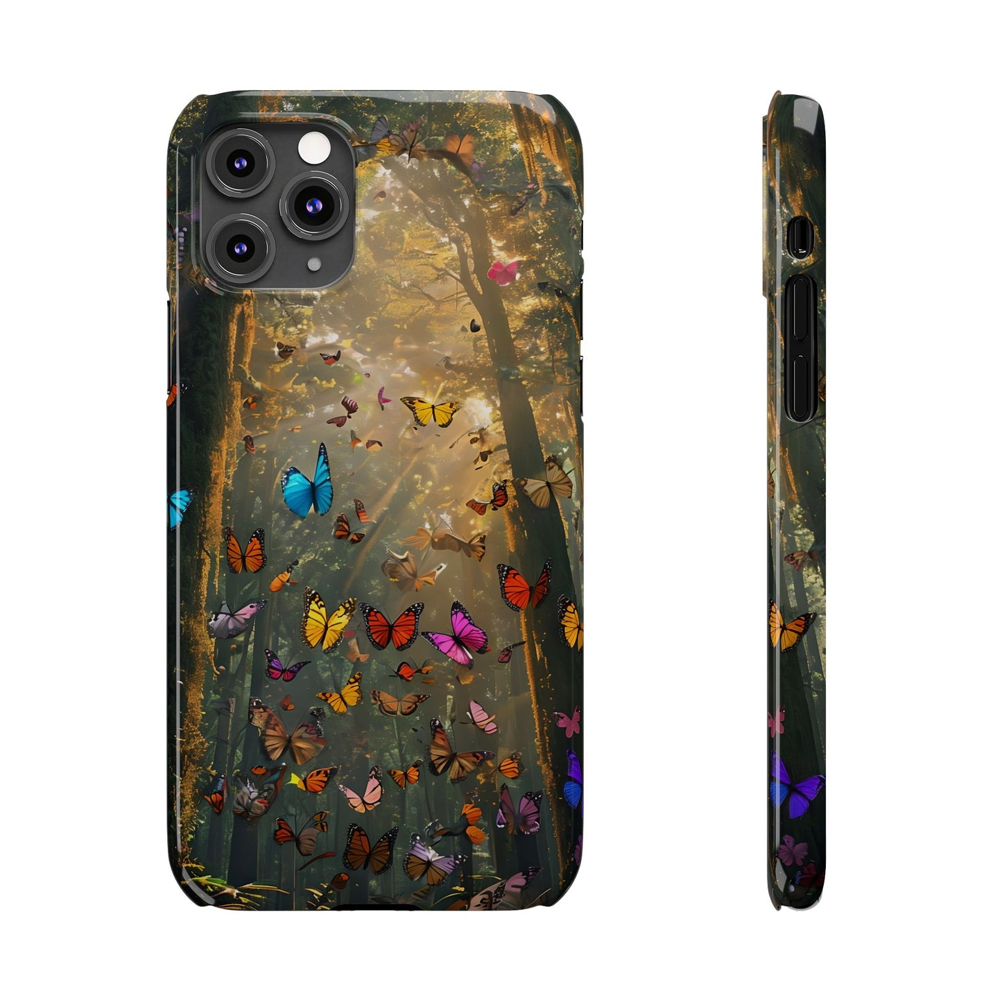 Butterfly Forest Slim Phone Cases - Nature Inspired, Colorful Phone Cover, Eco-Friendly Gift, Butterfly Lovers, Floral Design, Outdoor Vibe