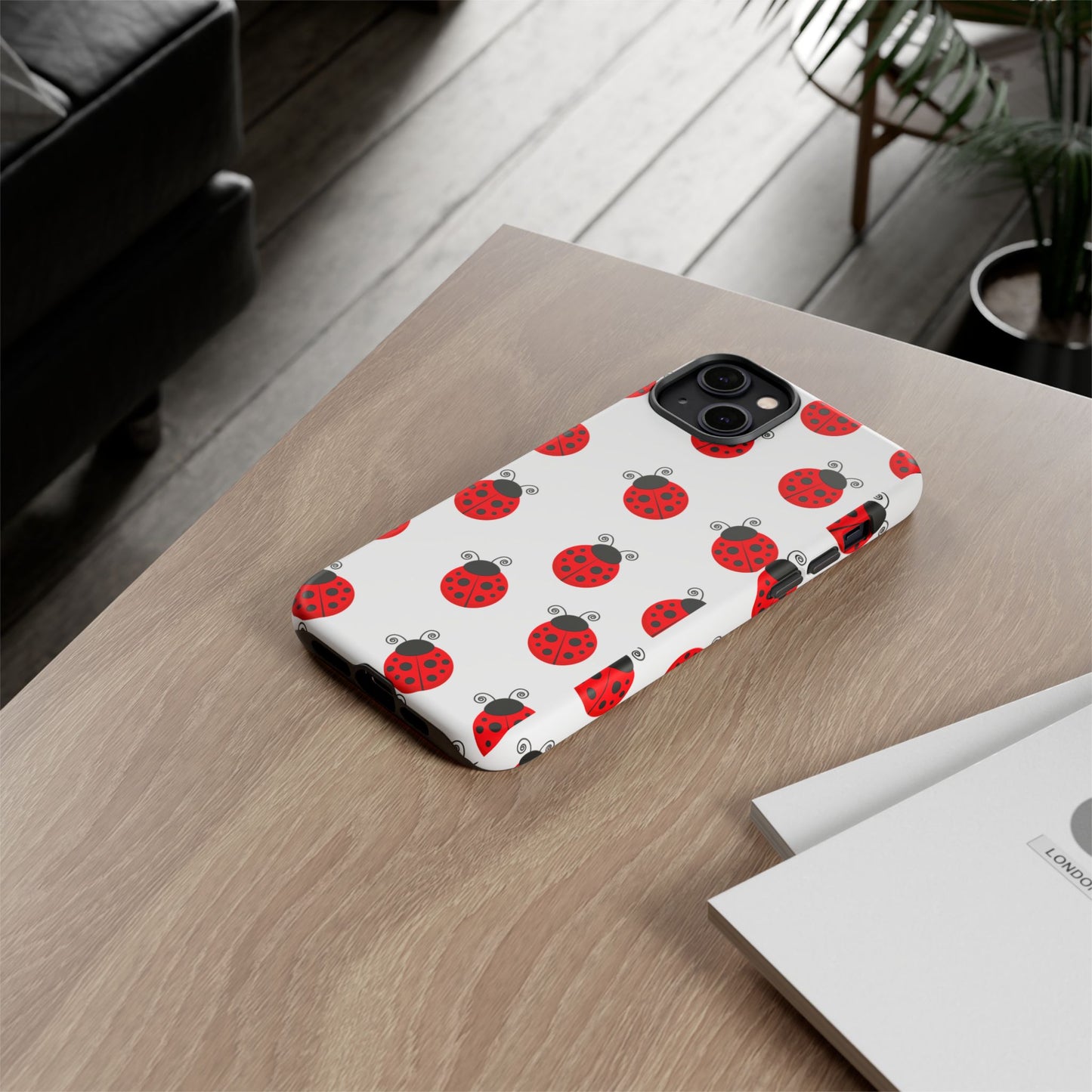 Ladybug Tough Phone Case - Cute Insect Aesthetic, Nature-Inspired Pattern Art, Compatible with iPhone, Galaxy, and Google Phones