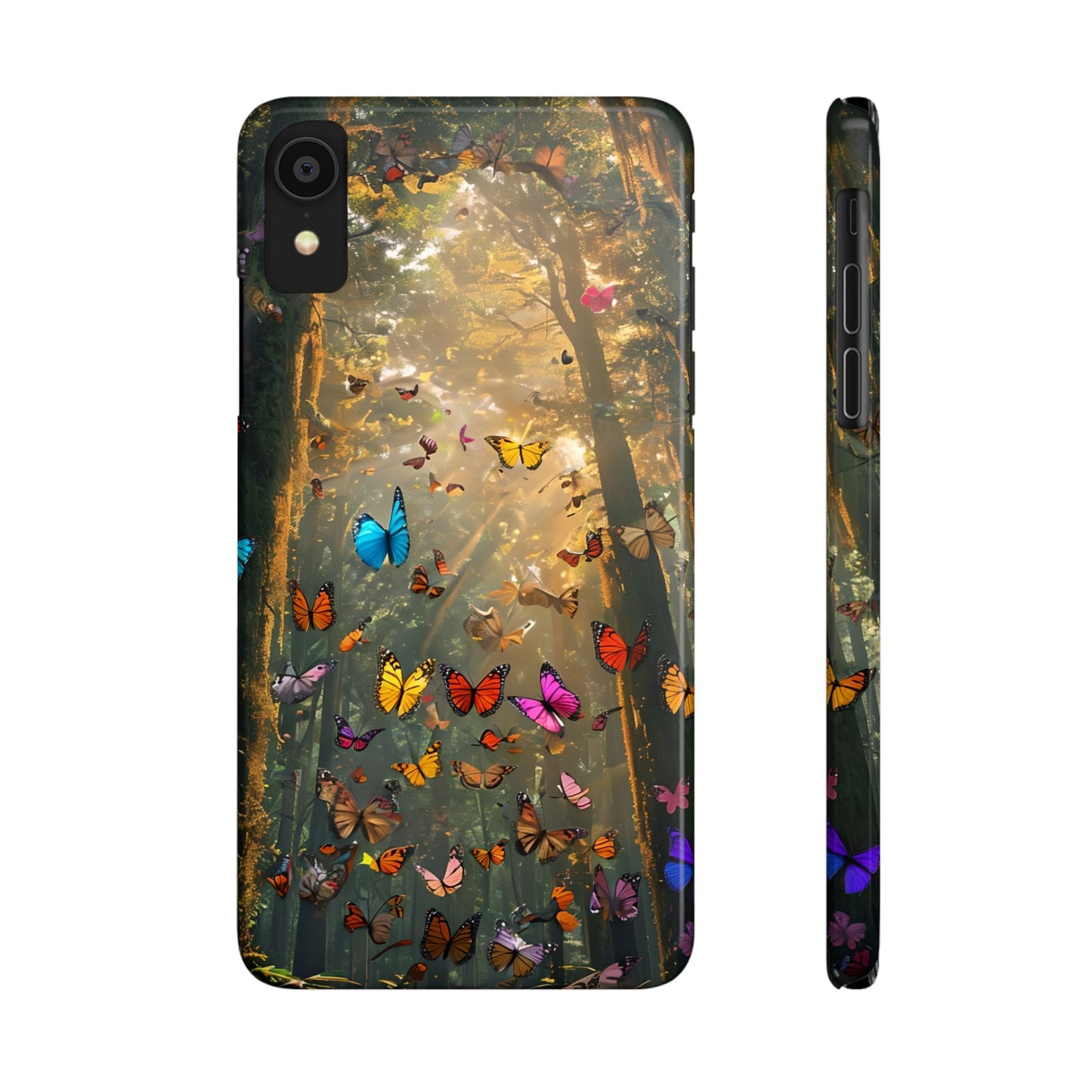 Butterfly Forest Slim Phone Cases - Nature Inspired, Colorful Phone Cover, Eco-Friendly Gift, Butterfly Lovers, Floral Design, Outdoor Vibe