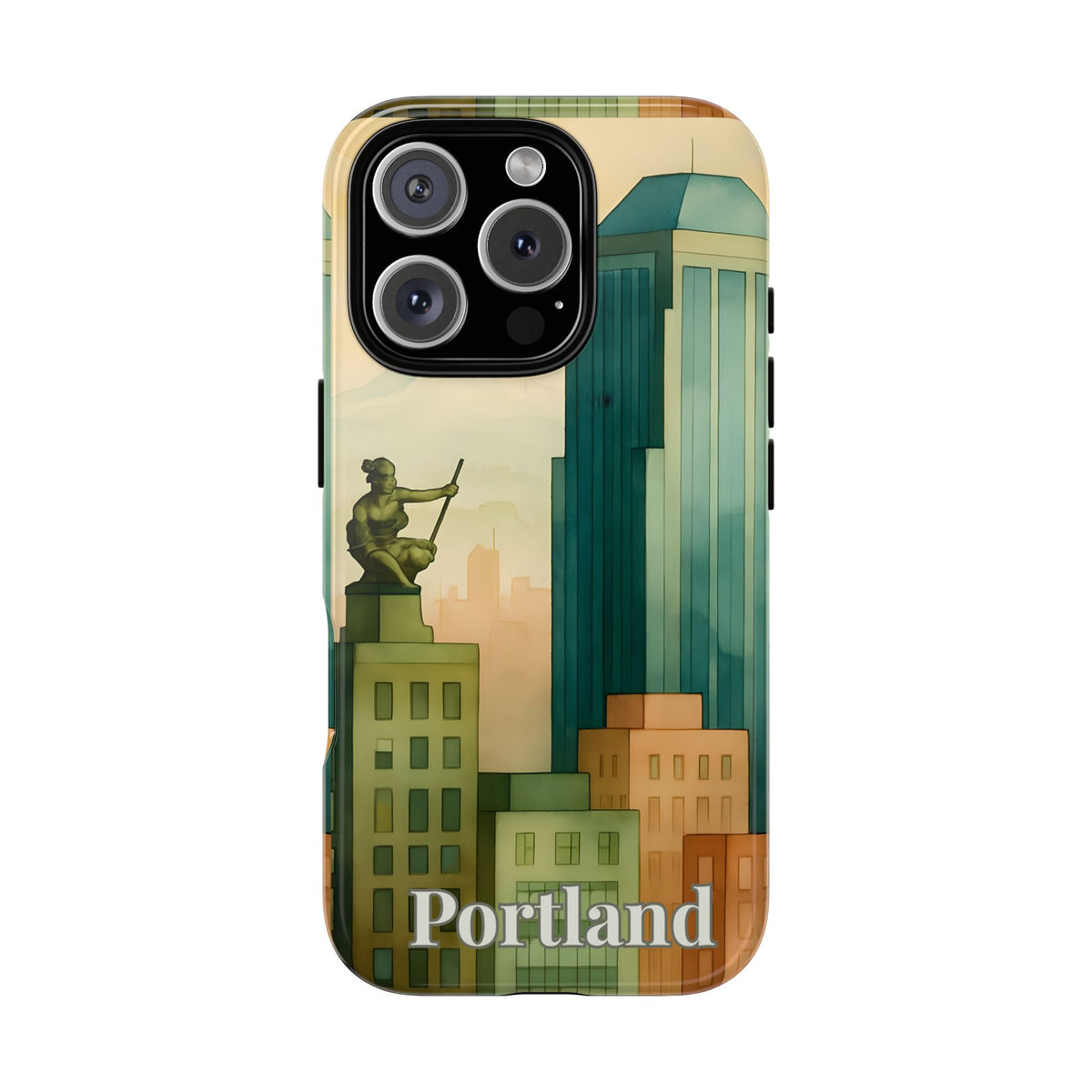 Portland Cityscape Phone Case • Urban Skyline Art Tough Case • Watercolor City Aesthetic • Gift for Travelers • Compatible with iPhone, Galaxy, Google