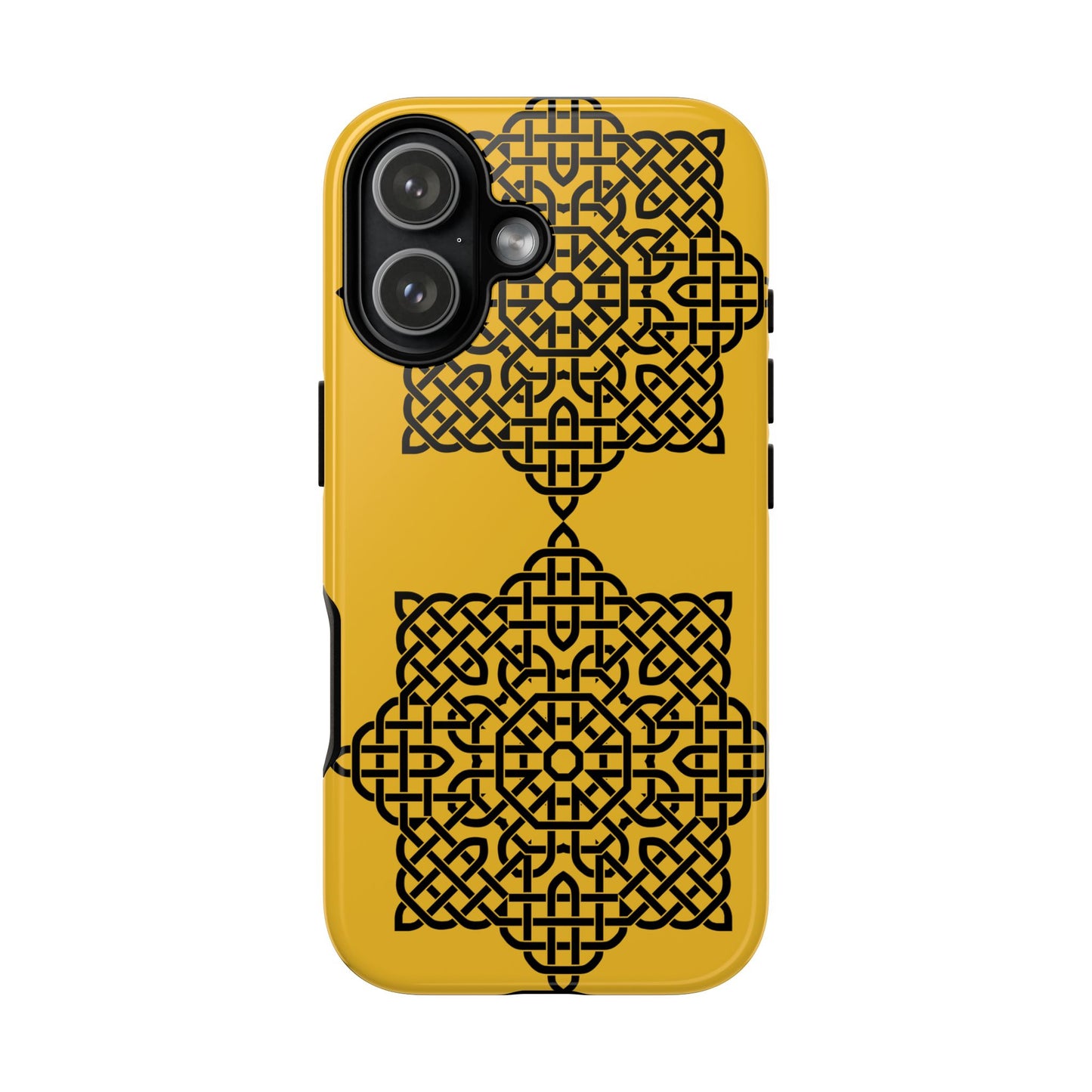 Tough Case Celtic Knot Gold and Black Pattern Phone Cover Compatible with iPhone 17, 16, 15, 14, 13, Galaxy, Google, Irish Heritage Design