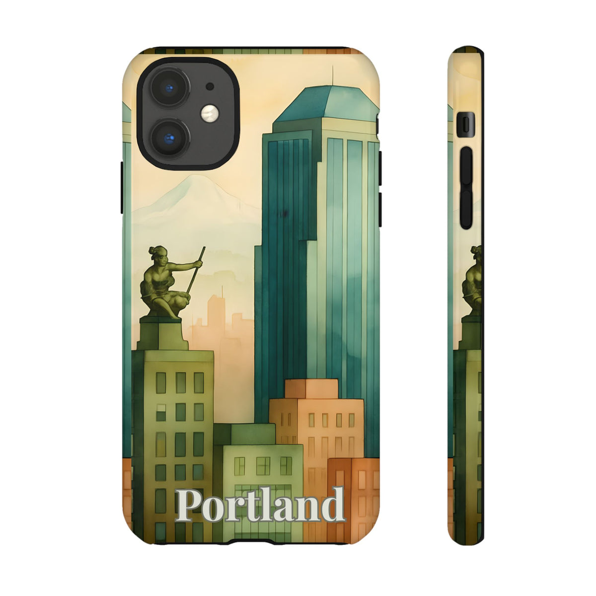 Portland Cityscape Phone Case • Urban Skyline Art Tough Case • Watercolor City Aesthetic • Gift for Travelers • Compatible with iPhone, Galaxy, Google