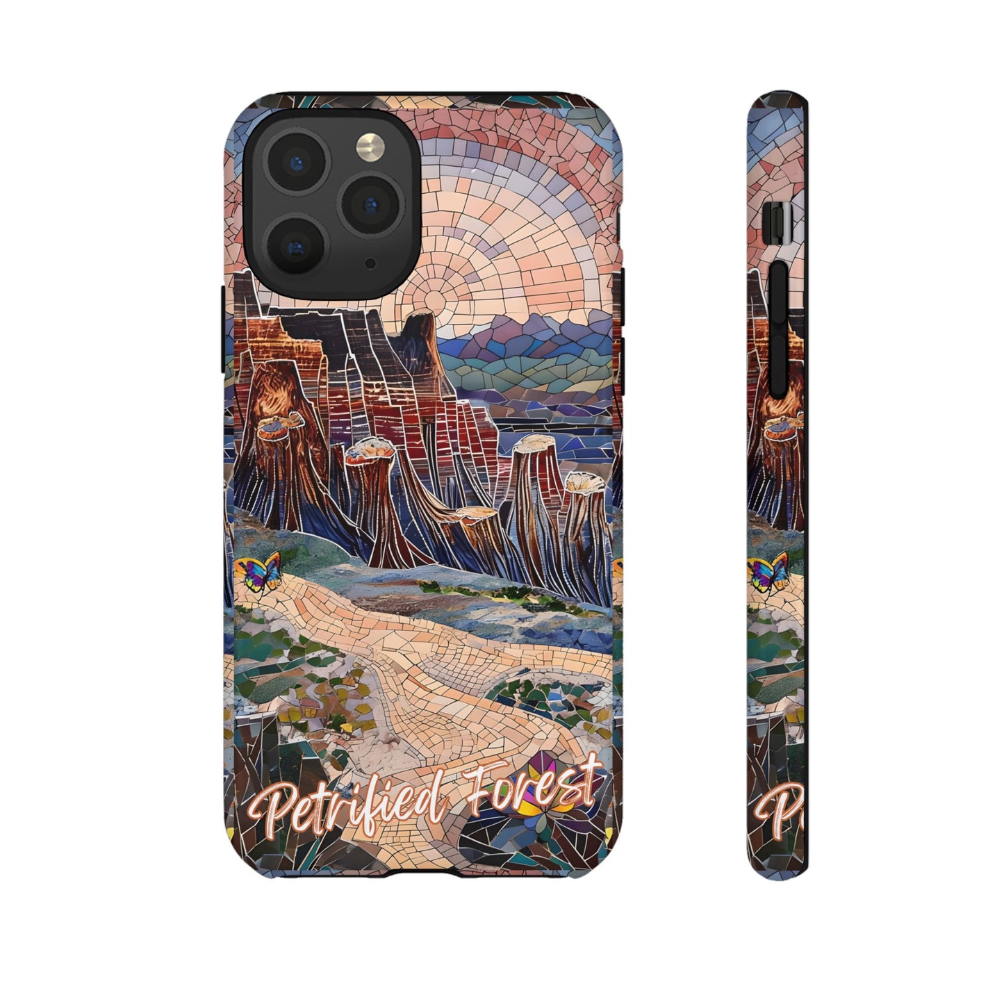 Petrified Forest Mosaic Tough Phone Case, Scenic Rock Formation Design, Nature Aesthetic, Compatible with iPhone, Galaxy, and Google Phones