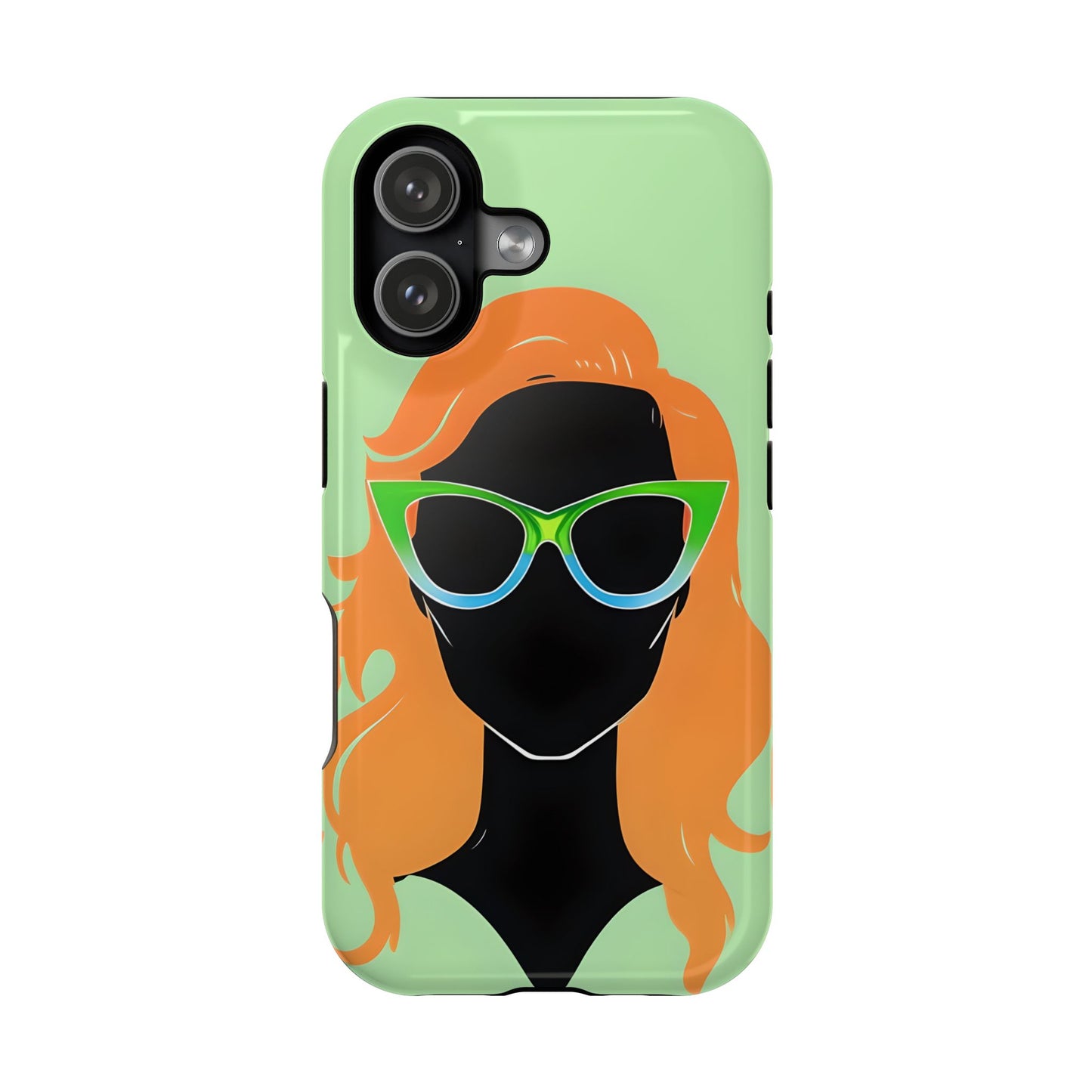 Ginger Woman Magnetic Phone Case, Irish Green Sunglasses Portrait, St Patricks Day Redhead Art Cover Compatible with iPhone