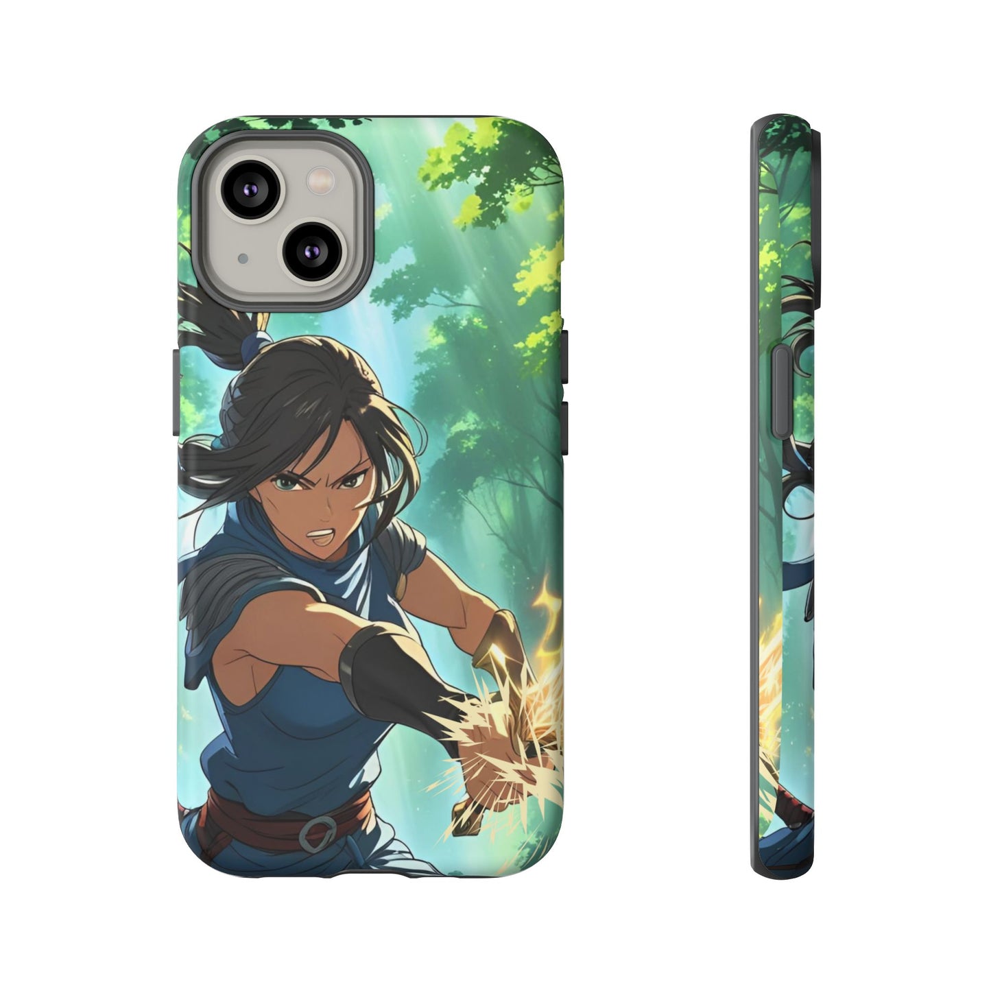 Anime Warrior Girl Tough Phone Case - Japanese Action Aesthetic, Fierce Heroine Design, Compatible with iPhone, Galaxy, and Google Phones