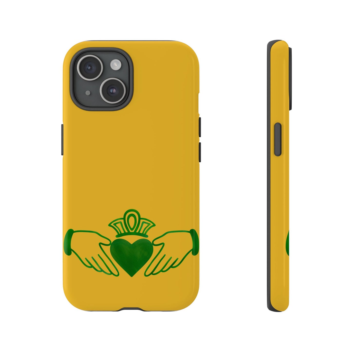 Tough Case Irish Claddagh Symbol Gold and Green Design Phone Cover Compatible with iPhone 17, 16, 15, 14, 13, Galaxy, Google, Ireland Art