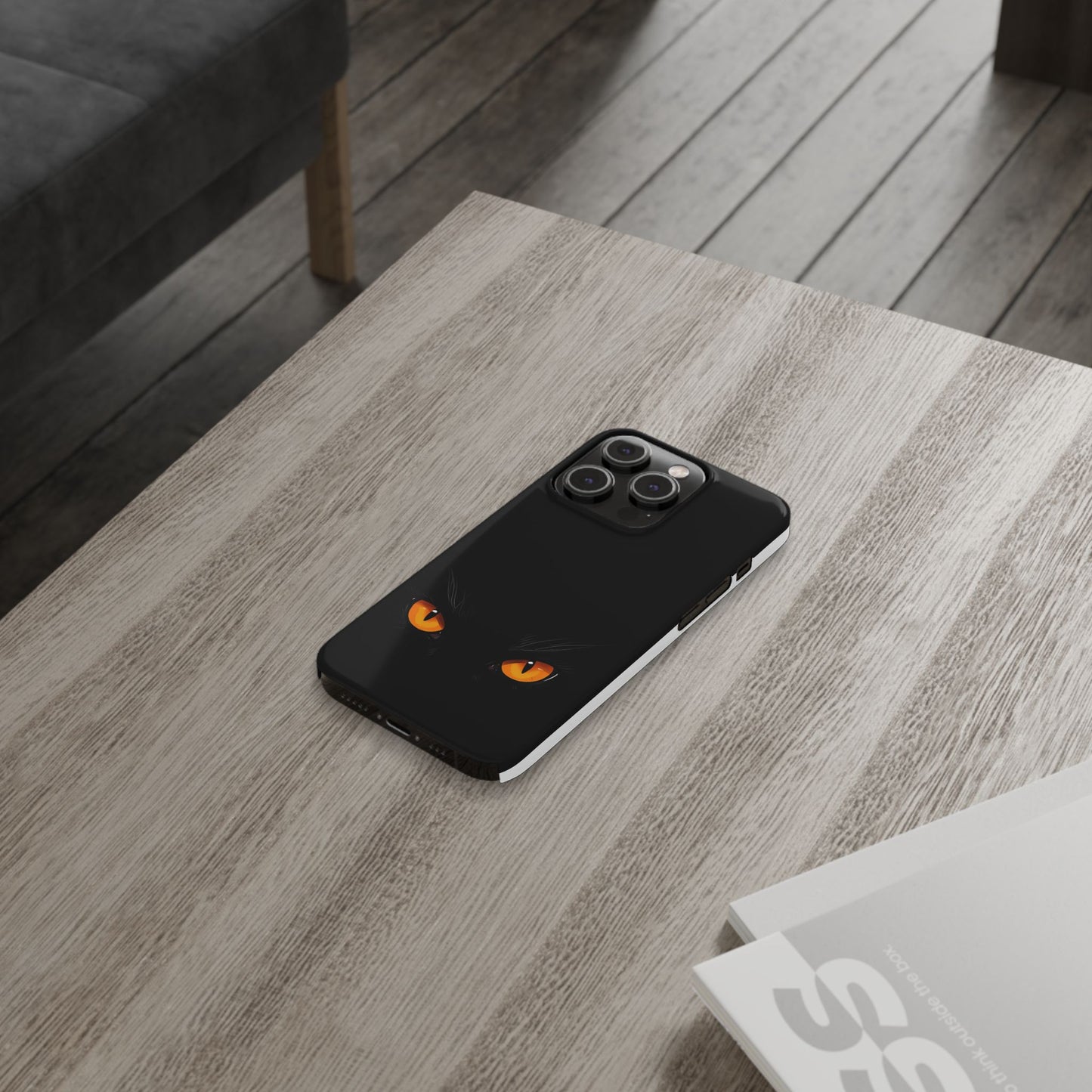 Black Cat Slim Phone Case - Gothic Halloween Aesthetic, Subtle Spookycore Aesthetic, Compatible with iPhone, Galaxy, and Google Phones