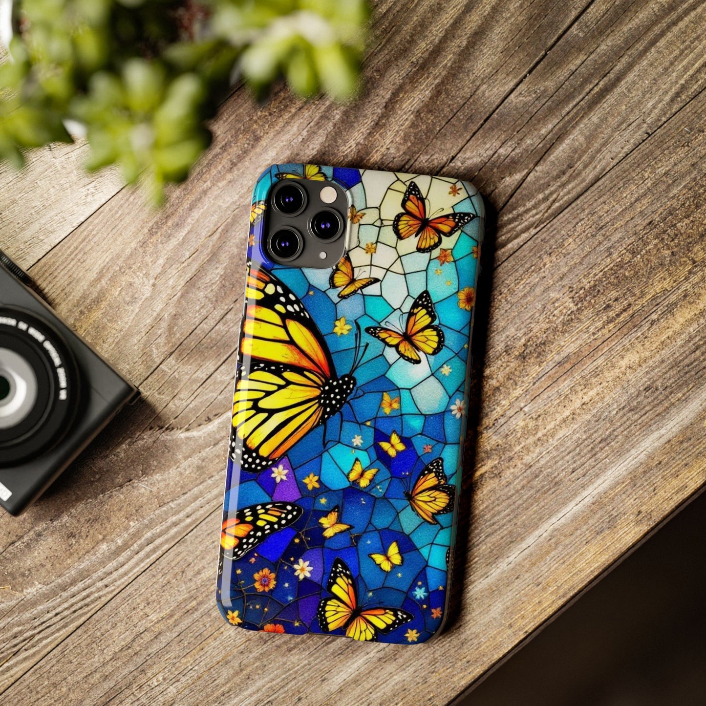 Butterfly Garden Slim Phone Case - Colorful Floral Design, Gift for Nature Lovers, Birthday Surprise, Eco-Friendly, Summer Vibes