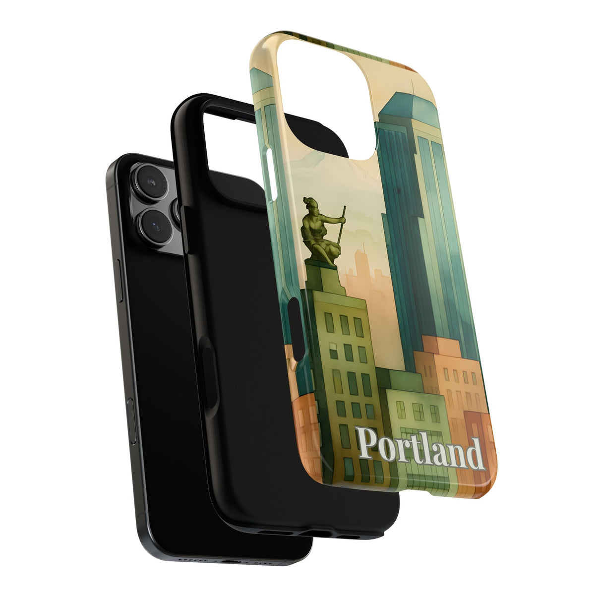 Portland Cityscape Phone Case • Urban Skyline Art Tough Case • Watercolor City Aesthetic • Gift for Travelers • Compatible with iPhone, Galaxy, Google