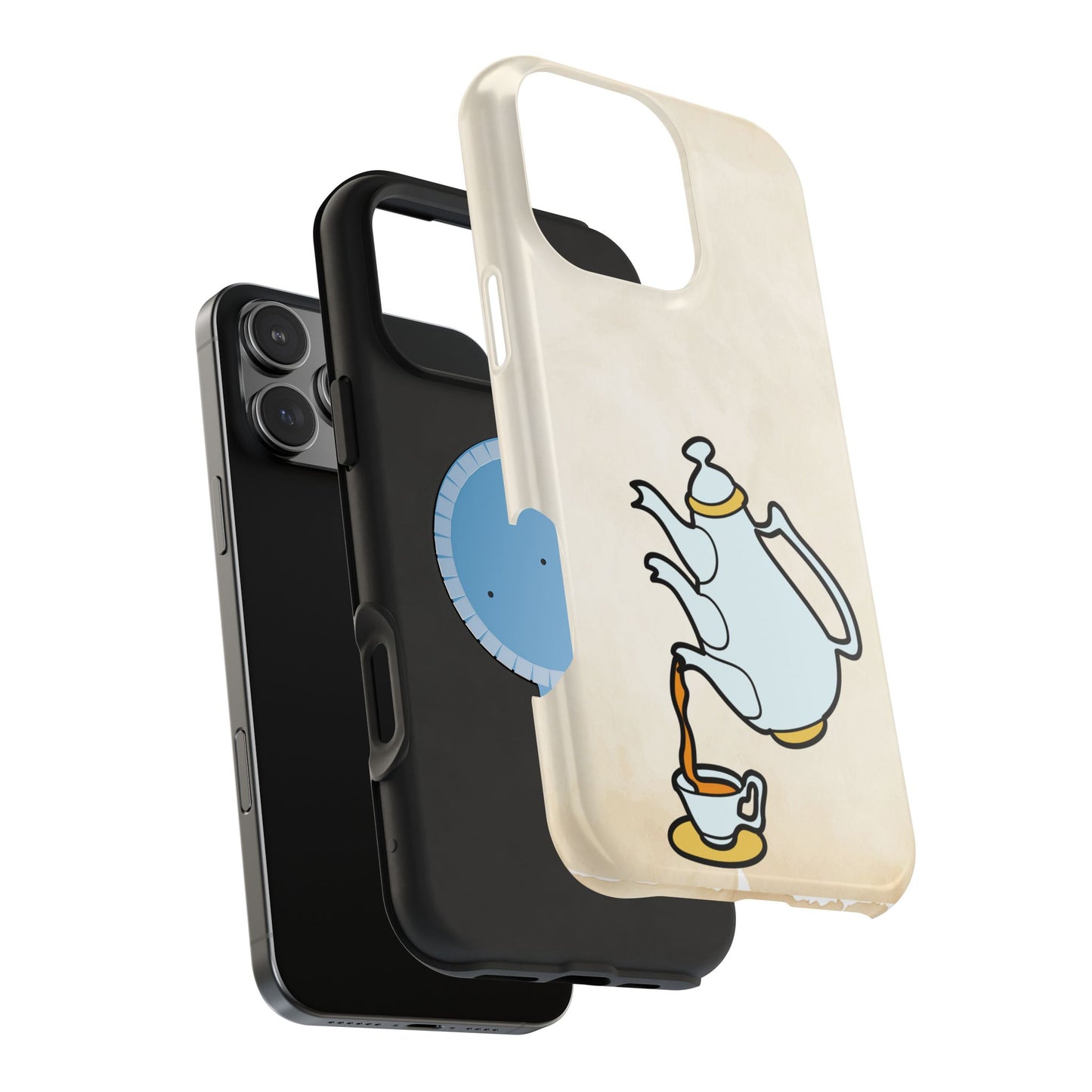 Alice in Wonderland Magnetic Phone Case, Tea Kettle and Cups Phone Cover, Compatible with iPhone 17, 16, 15, 14, 13