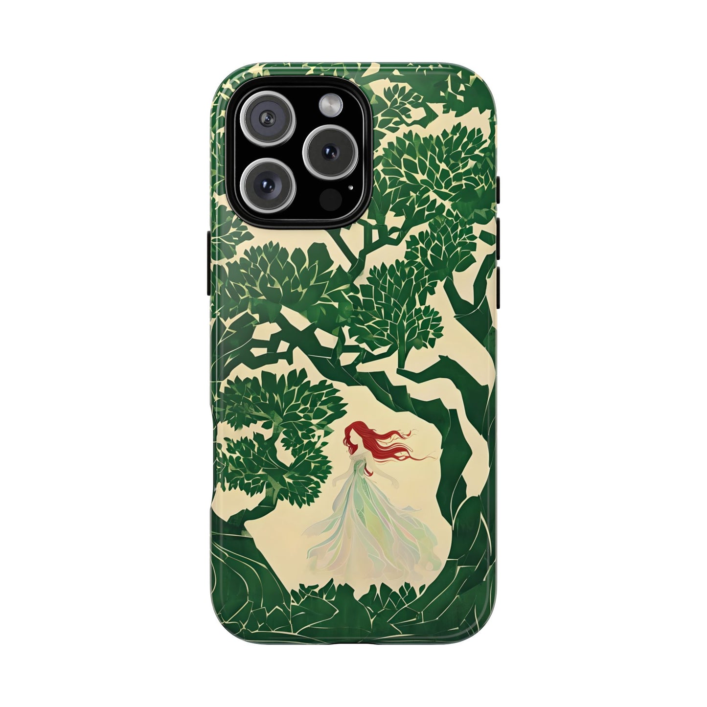 Ginger Fairy Tough Phone Case, Enchanted Forest Redhead Art, Irish Green Fantasy Aesthetic Cover for iPhone Galaxy Google
