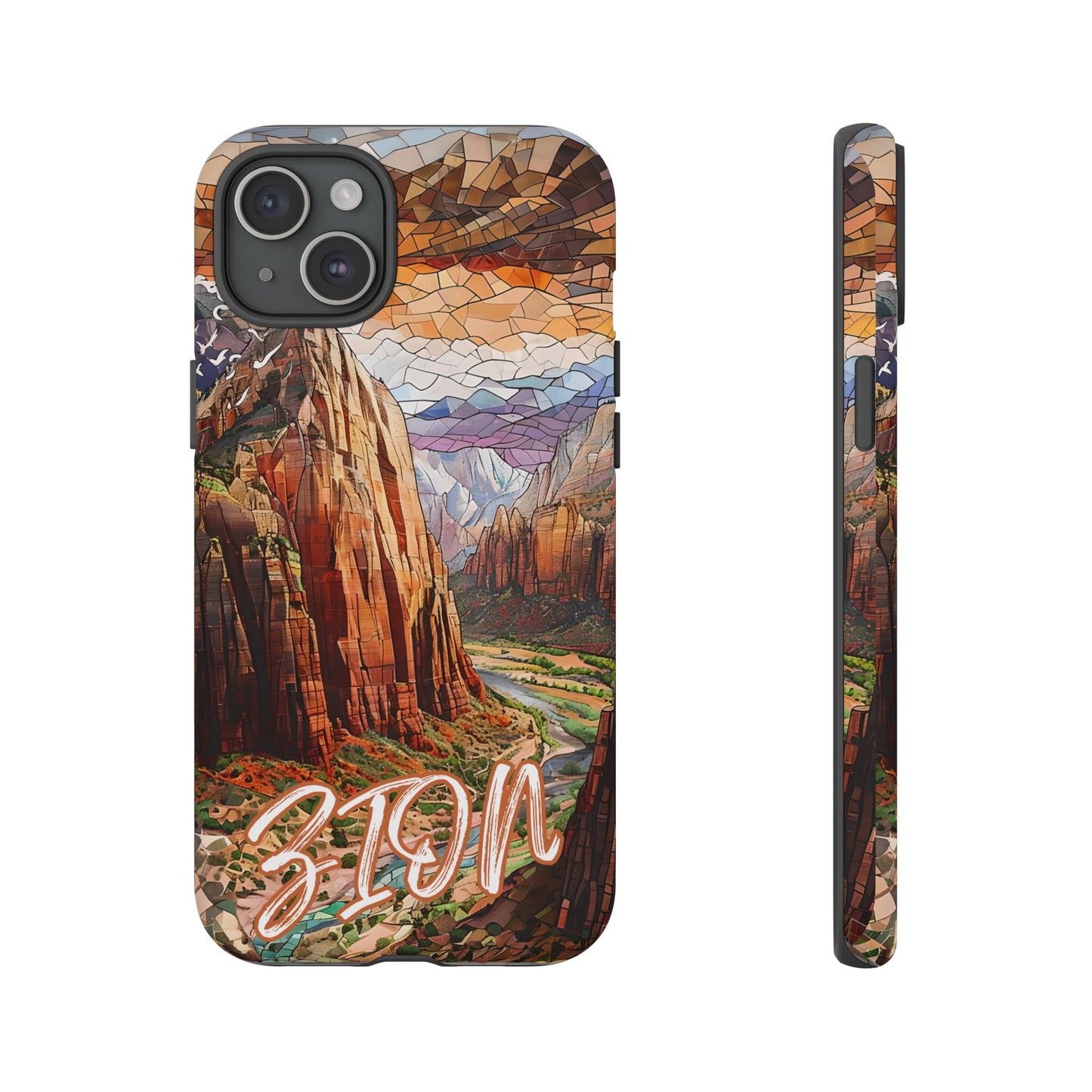 Zion National Park Utah Phone Case, Mosaic Phone Case, Mountain Nature Art, National Park Gift Scenic Canyons Cover Landscape Aesthetic Case