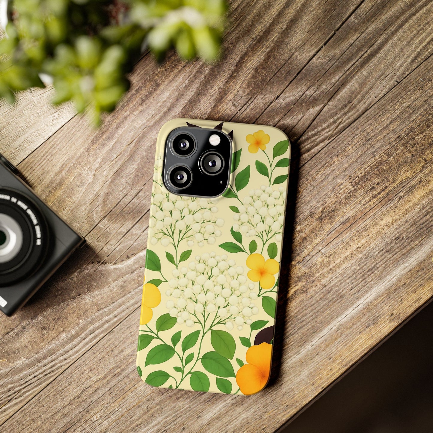 Delicate Floral Print Phone Case, Autumn Botanical Slim Phone Case, Aesthetic Flower Phone Cover Compatible with iPhone, Galaxy, Google