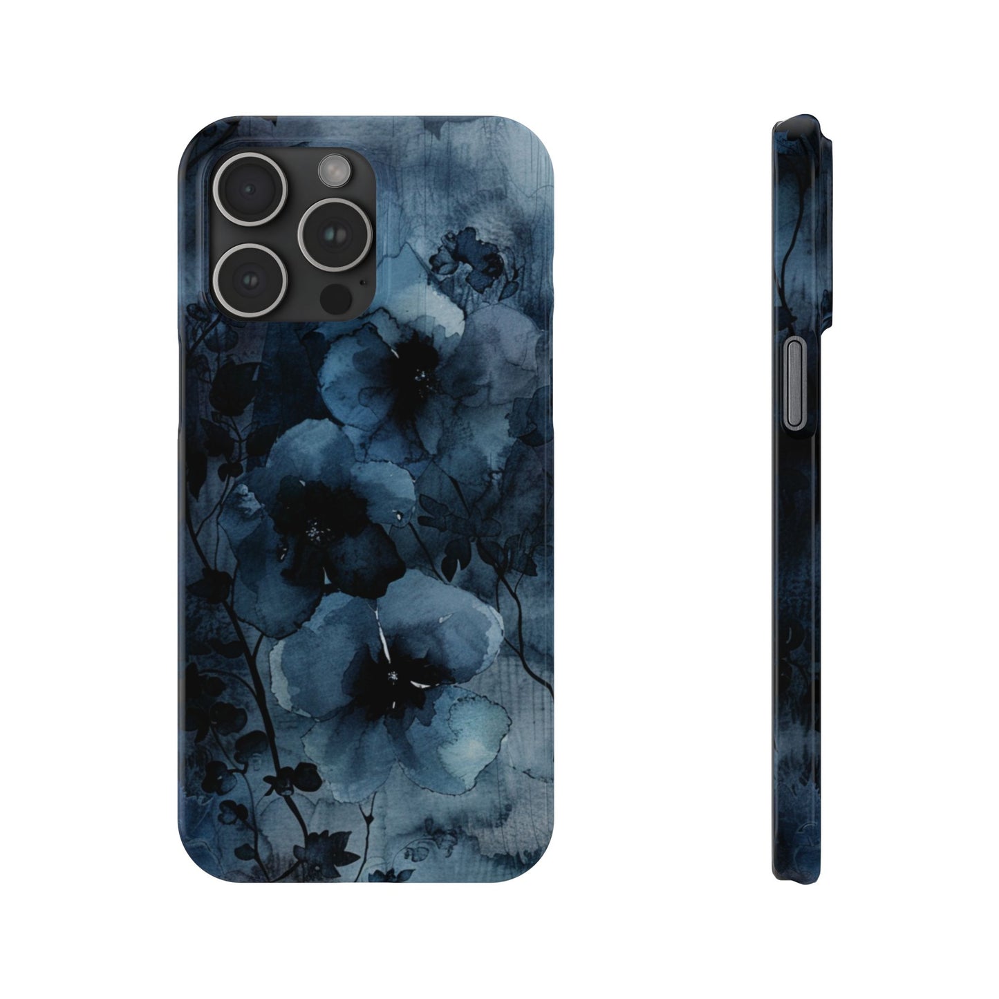 Elegant Floral Slim Phone Cases | Trendy Phone Cover, Blue Flower Design, Gift for Her, Stylish Mobile Case, Floral Accessories