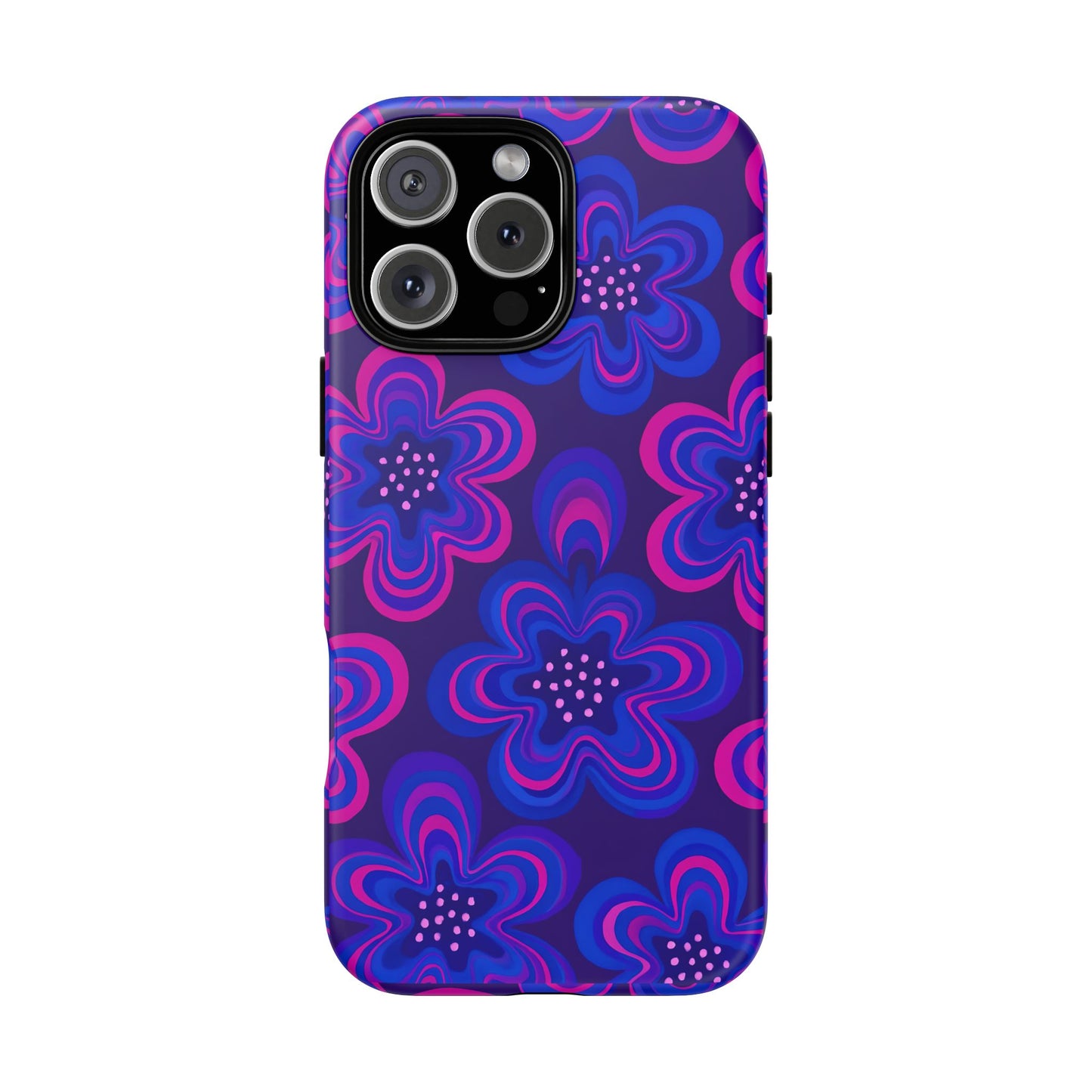 Retro Swirl Flower Tough Phone Case - Groovy Psychedelic Floral Pattern, Funky Vintage Aesthetic, Compatible with iPhone, Galaxy, and Google