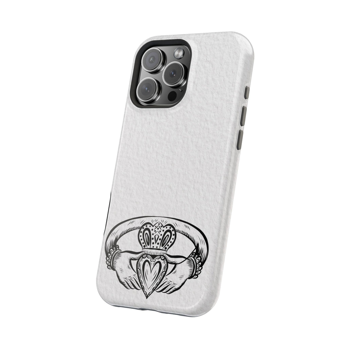 Claddagh Magnetic Phone Case Irish Symbol Ring Minimal Black White Design Love Loyalty Friendship Compatible with iPhone