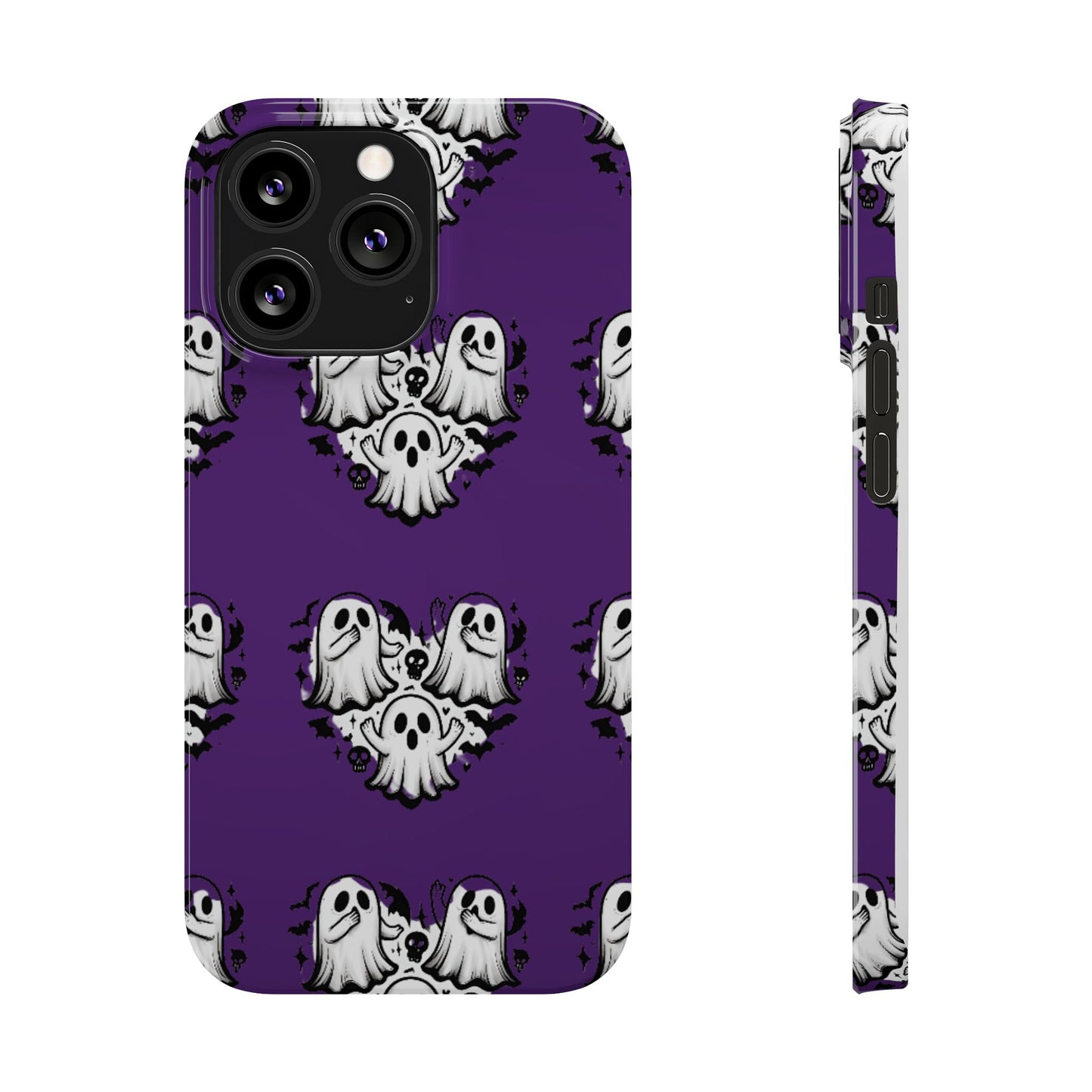 Cute Ghost Heart Slim Phone Case, Creepy Cute Spooky Heart Print, Goth Coquette Aesthetic Spooky Accessories, Halloween Gift Case
