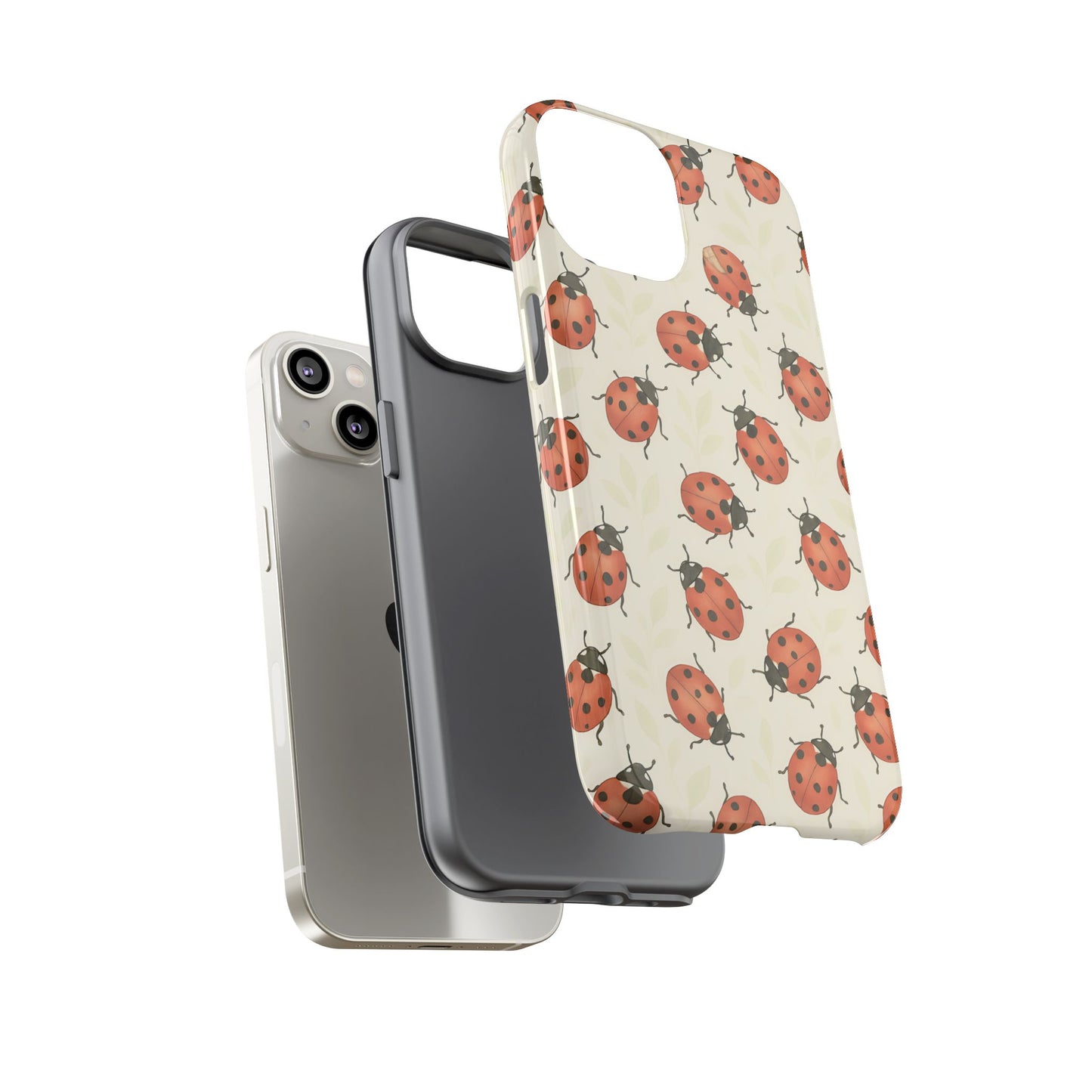 Ladybug Tough Phone Case - Cute Insect Aesthetic, Nature-Inspired Pattern Art, Compatible with iPhone, Galaxy, and Google Phones