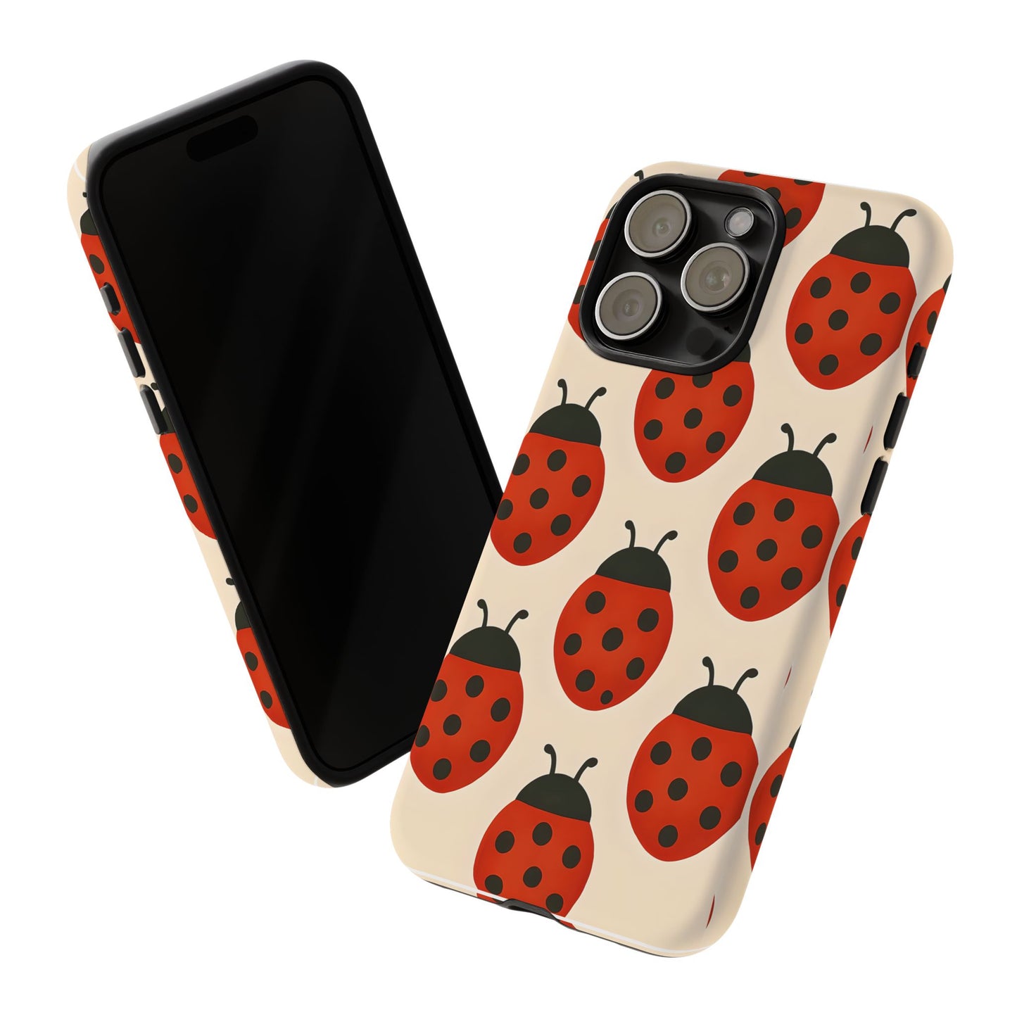 Cute Ladybug Tough Phone Case - Red and Black Insect Pattern, Nature-Inspired Design, Compatible with iPhone, Galaxy, and Google Phones