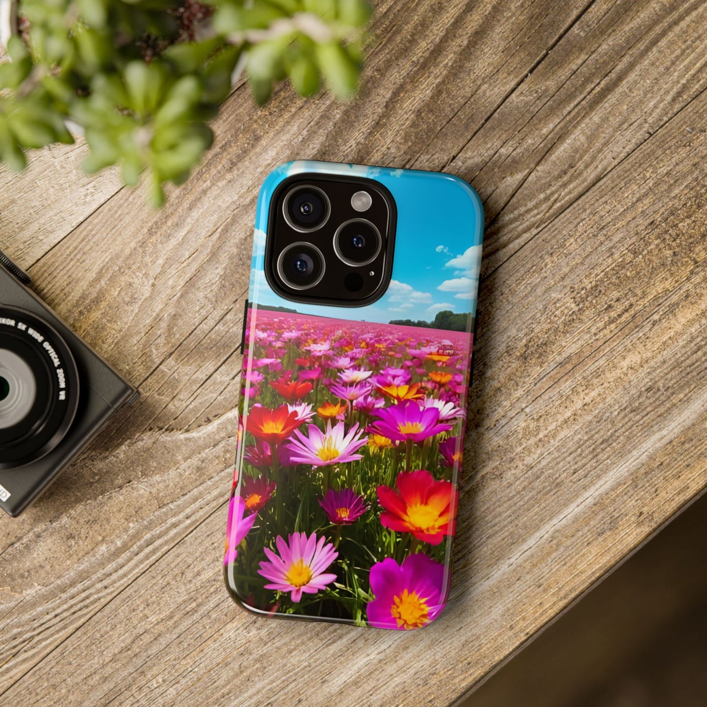 Flower Field Tough Phone Case - Wildflower Meadow Print, Colorful Nature Aesthetic, Compatible with iPhone, Galaxy, and Google Phones
