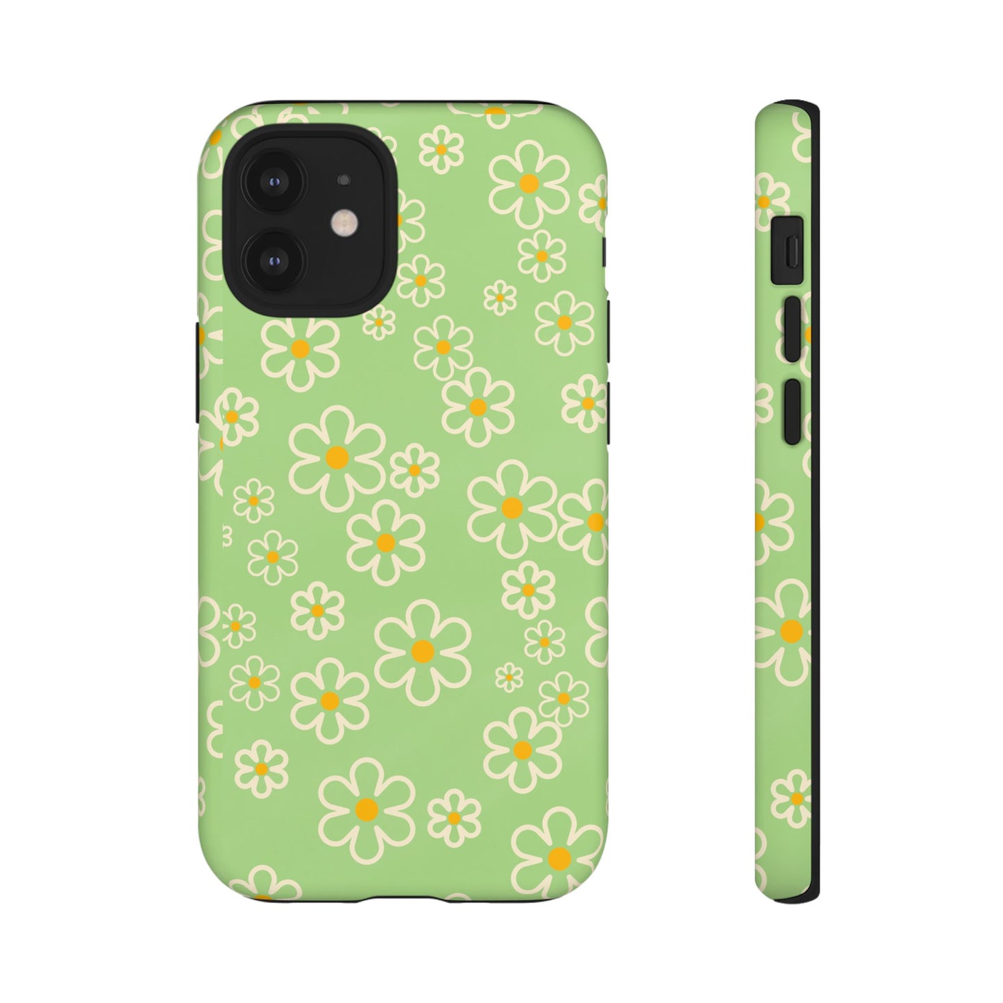 Minimal Daisy Flower Tough Phone Case - Retro Coquette Floral Print, Cute Soft Aesthetic, Compatible with iPhone, Galaxy, and Google Phones