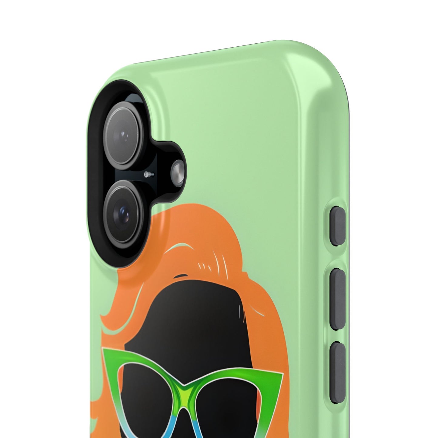 Ginger Woman Magnetic Phone Case, Irish Green Sunglasses Portrait, St Patricks Day Redhead Art Cover Compatible with iPhone