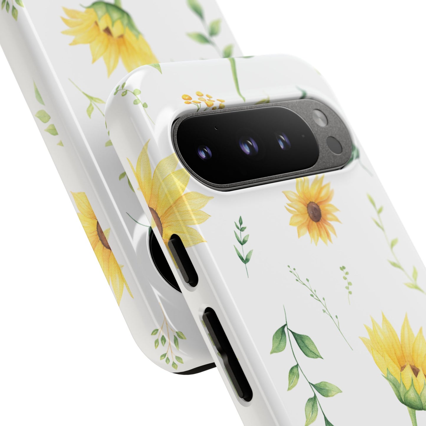 Sunflower Floral Tough Phone Case - Watercolor Botanical Print, Bright Nature Aesthetic, Compatible with iPhone, Galaxy, and Google Phones