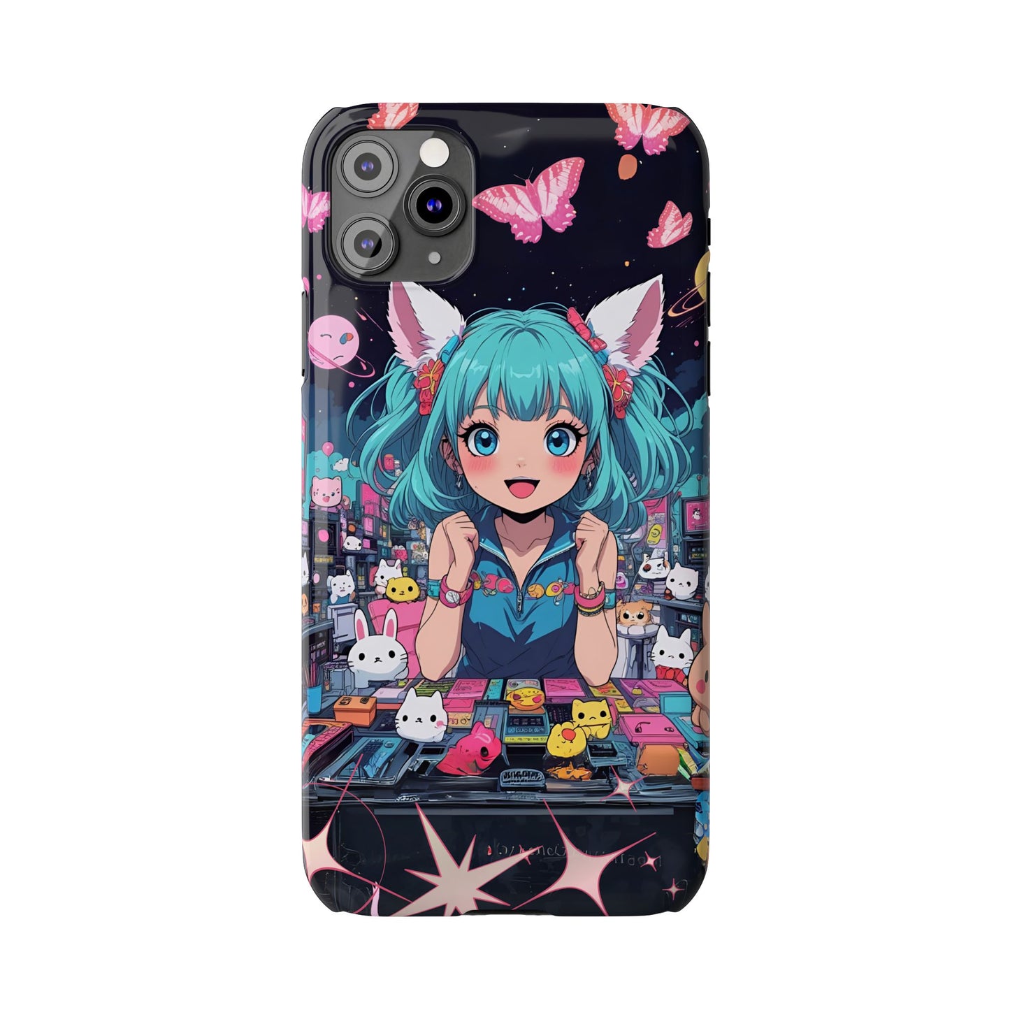 Y2K Anime Girl Slim Phone Case, Kawaii Vaporwave Style, Cute Maximalist Aesthetic, Anime Design, Slim Protection, Aesthetic Accessory
