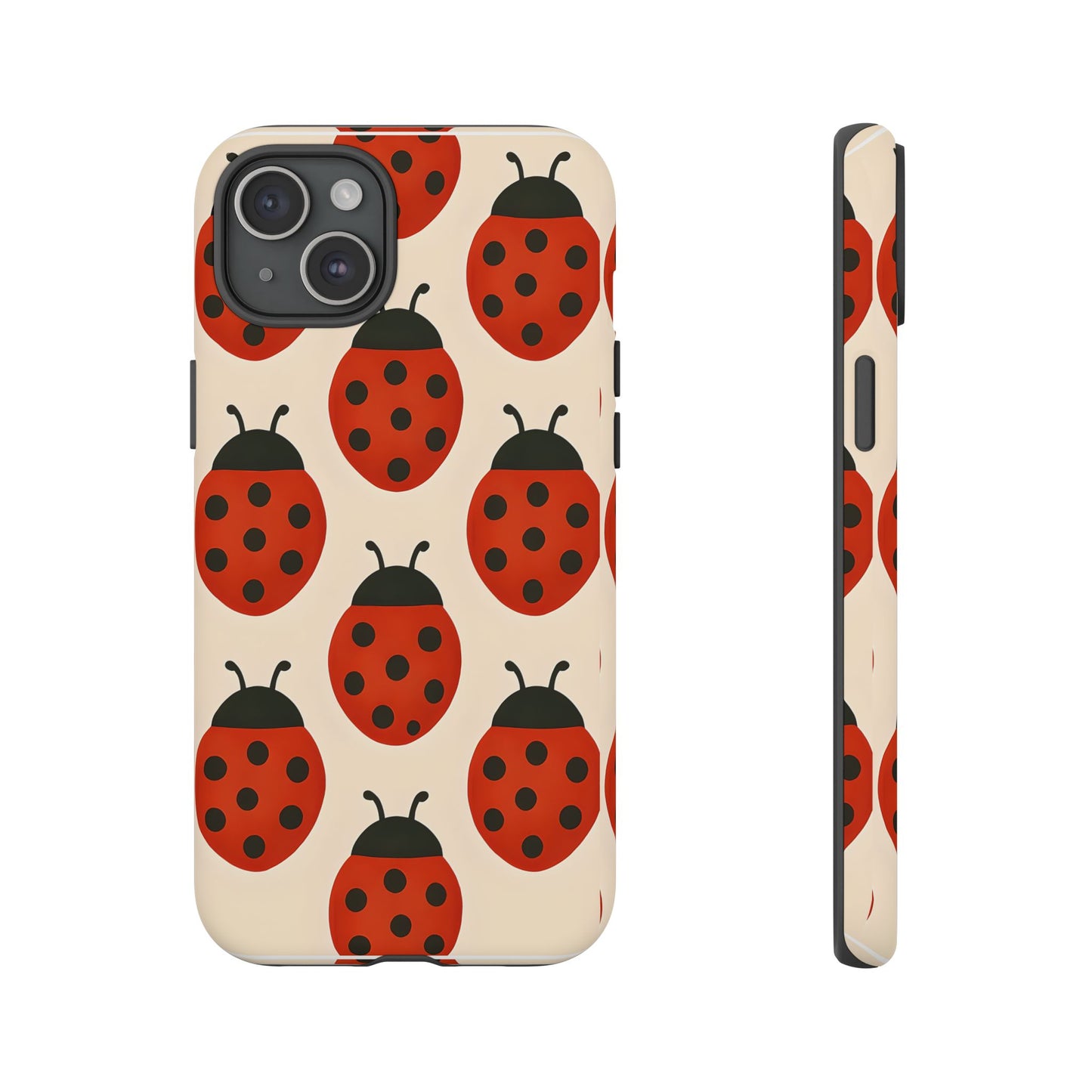 Cute Ladybug Tough Phone Case - Red and Black Insect Pattern, Nature-Inspired Design, Compatible with iPhone, Galaxy, and Google Phones