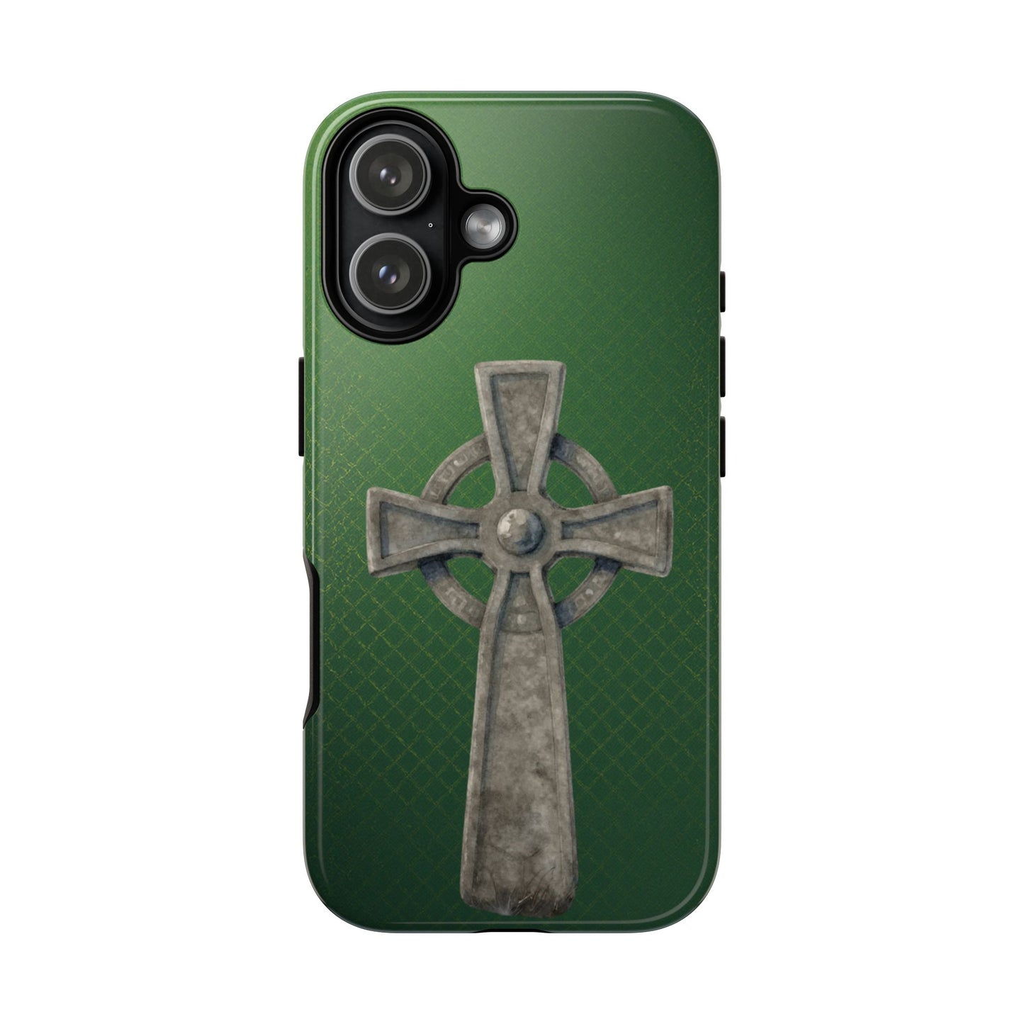 Stone Celtic Cross Tough Phone Case Emerald Irish Heritage Symbol Compatible with iPhone 17 16 15 14 13 Galaxy Google