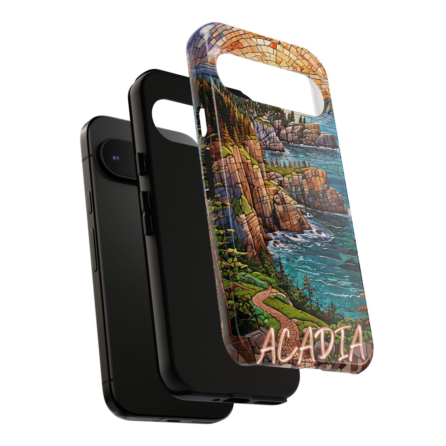 Acadia Mosaic Tough Phone Case - Northeastern Nature Art, Scenic Forest Aesthetic, Compatible with iPhone, Galaxy, and Google Phones