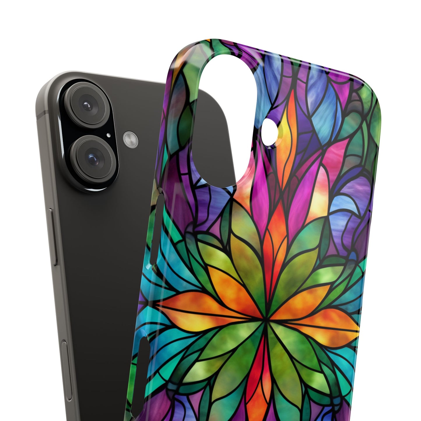 Vibrant Floral Slim Phone Cases, Colorful Cell Phone Cover, Stained Glass Design, Unique Gift for Her, Artistic Accessories, Phone Case