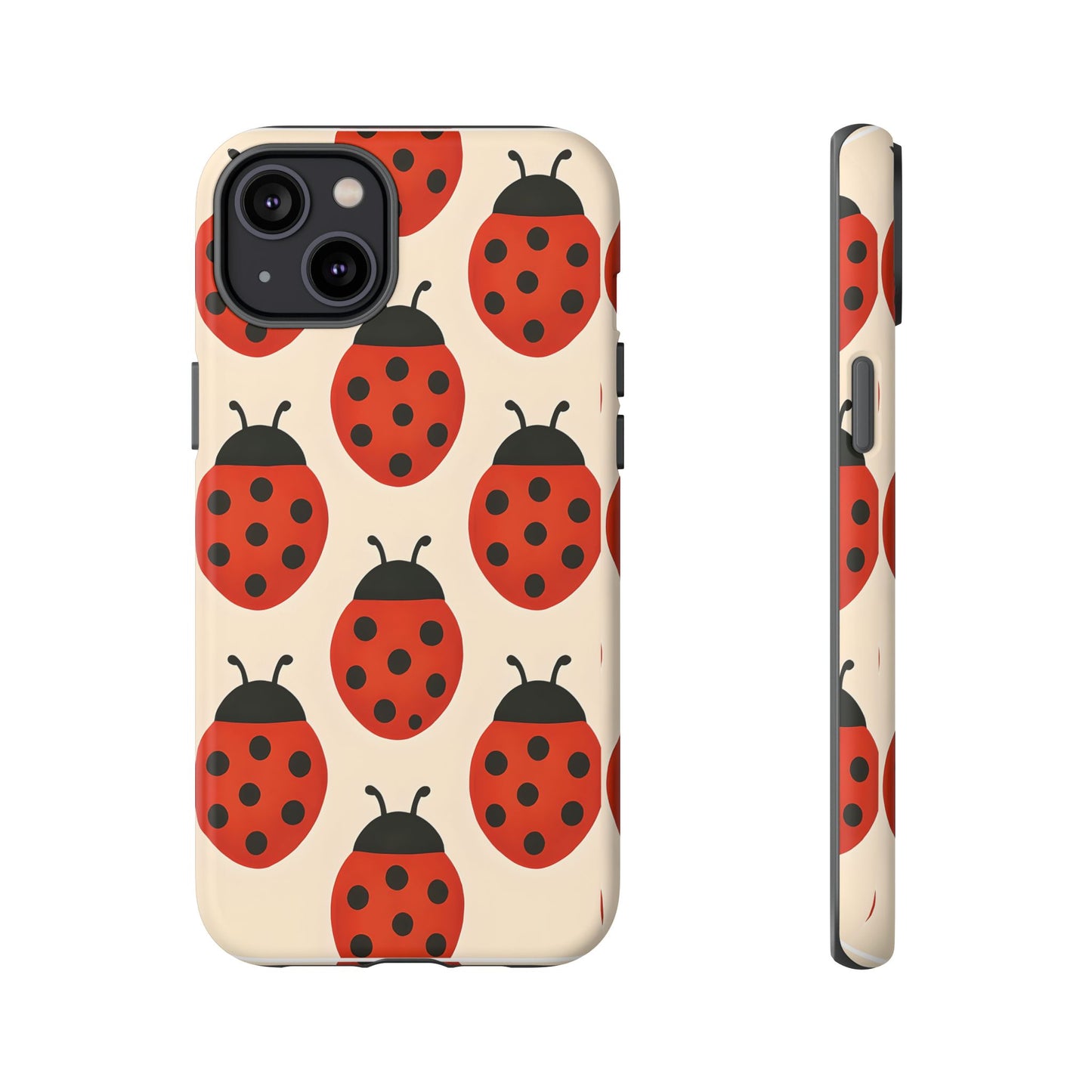 Cute Ladybug Tough Phone Case - Red and Black Insect Pattern, Nature-Inspired Design, Compatible with iPhone, Galaxy, and Google Phones