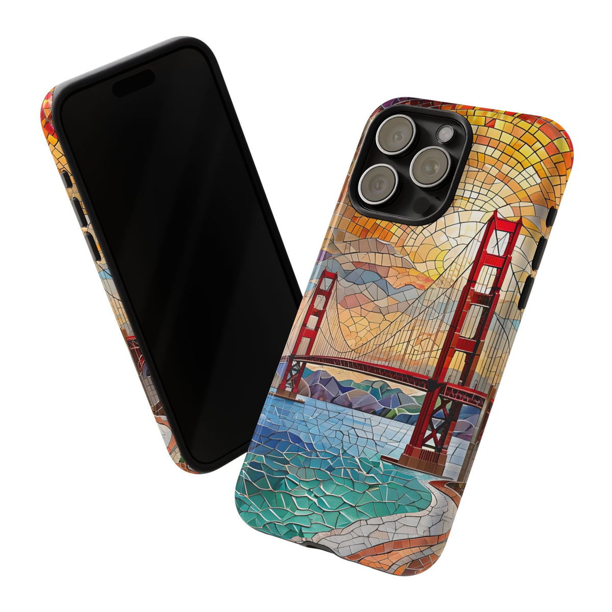 Cityscape Tough Phone Case, San Francisco Skyline Phone Cover, Sunset Glow Design Compatible with iPhone, Galaxy & Google