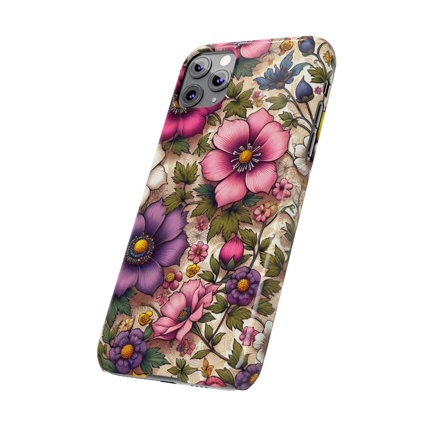 Floral Slim Phone Case - Vibrant Flower Design, Unique Floral iPhone Cover, Flower Phone Case, Gift for Her, Stylish Accessories